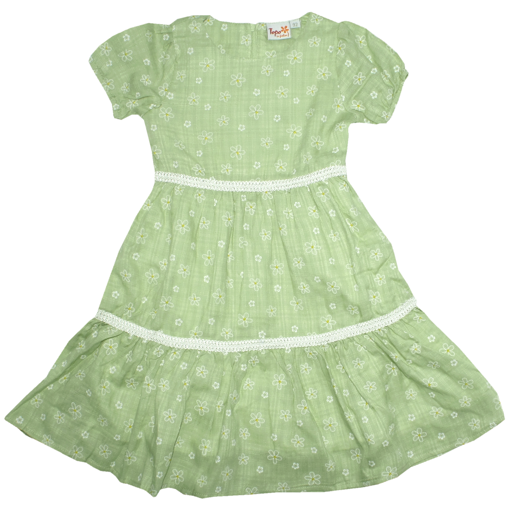 Schickes Sommerkleid in zartem Maigrün mit Blümchen Allover von TOPO in Fashion 13910-010