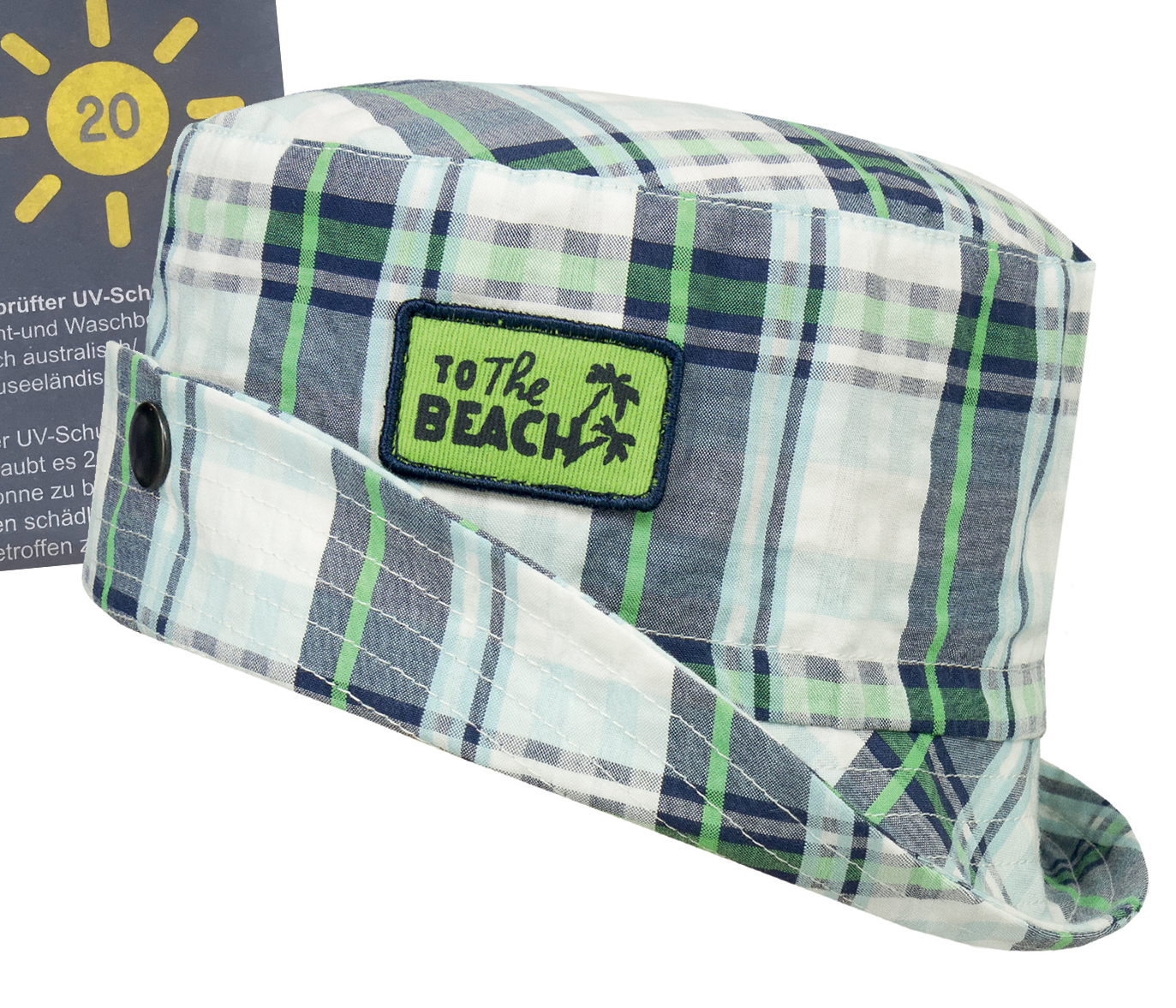 Sonnenhut/ Fischerhut mit breiter Krempe in Grün/Blau & Weiß kariert UV 20 von DÖLL 1819452764