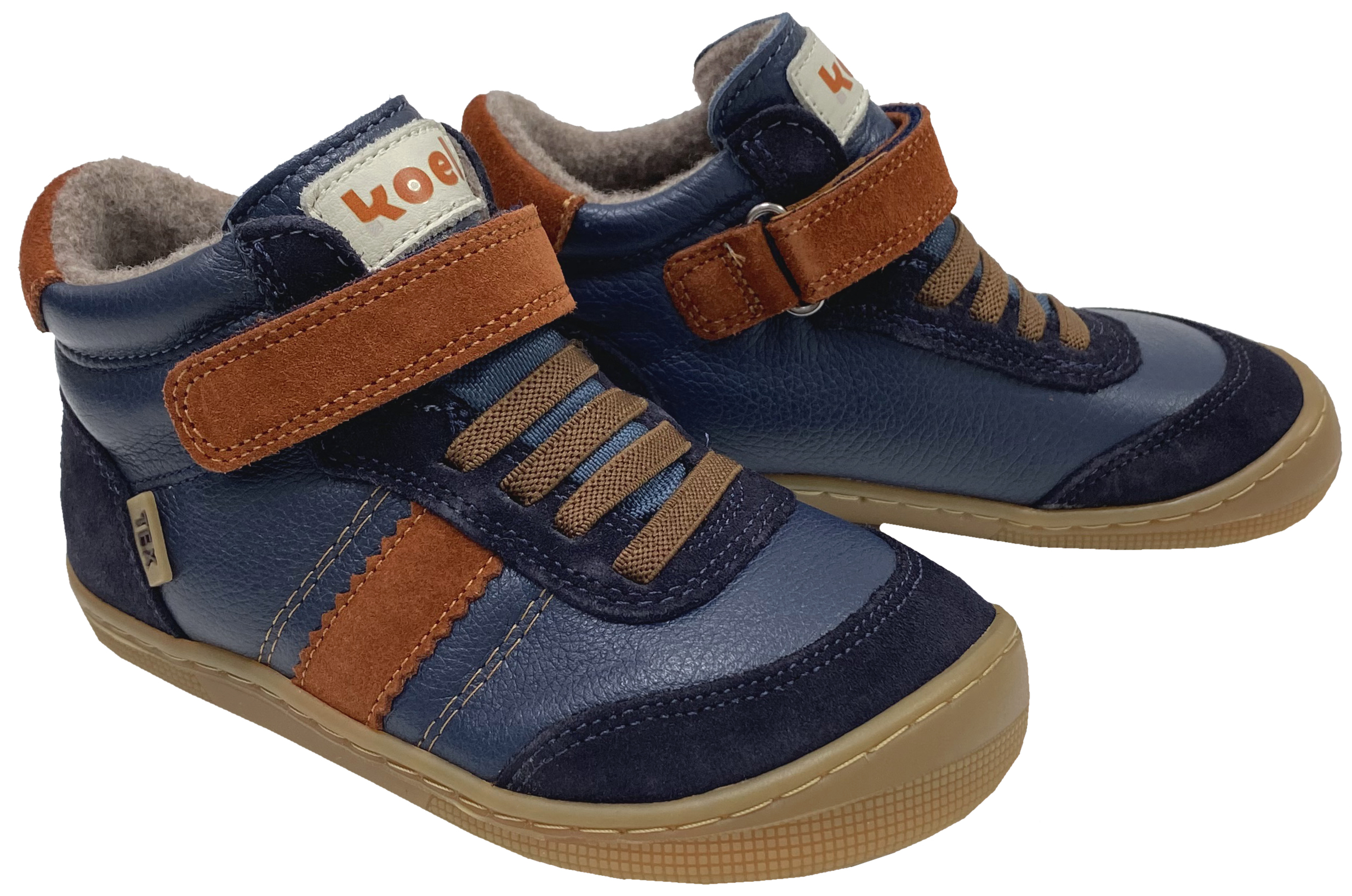 Knöchelhohe Minimalschuhe Leder, Wollfleece Futter + TEX > KOEL Barefoot * DANIEL 3.0* Navy 07T055.303