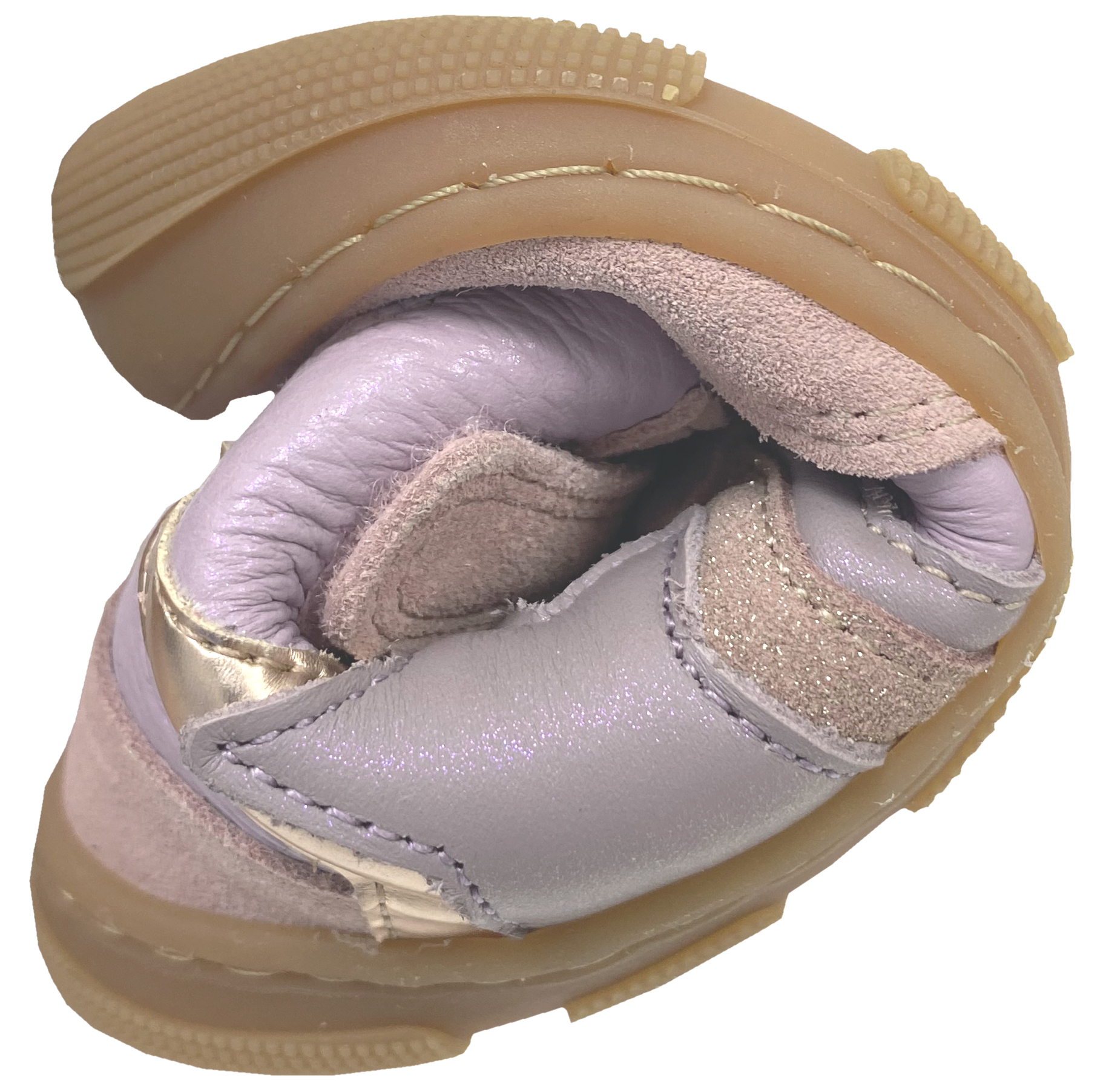 Knöchelhoher Barfußschuh aus Leder Kaltfutter v. KOEL Extra Wide * Kris * Lila Rosa Glitzer 15W004.151