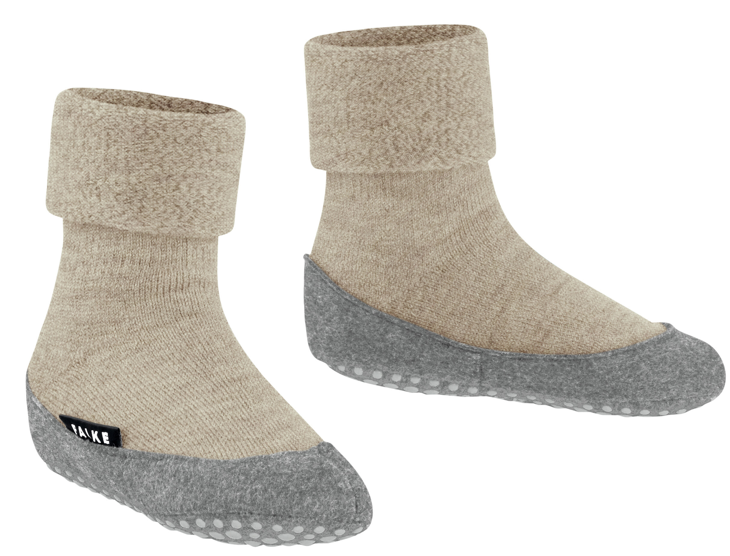 COSYSHOE - Warm haltender & rutschsicherer Hausschuh aus Wolle von FALKE in Wollweiß / Beige