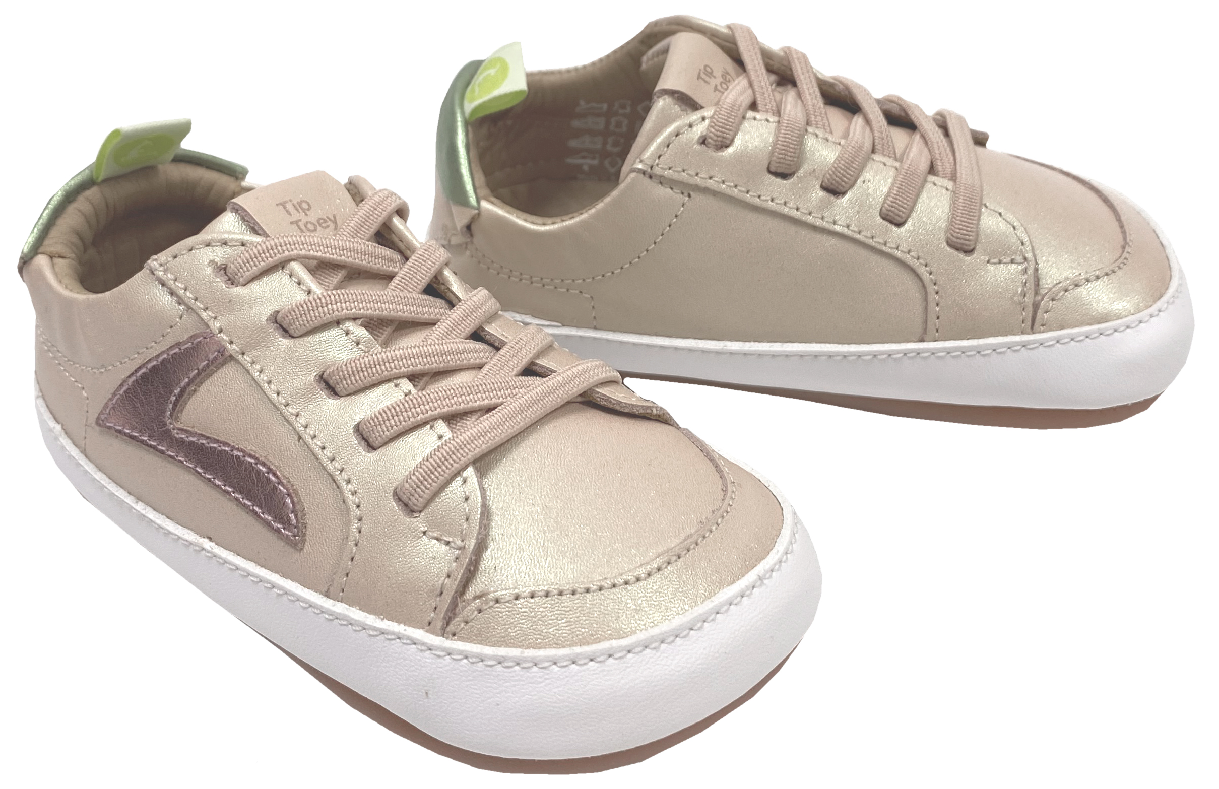 Knautschiger Lederschuh mit Minimalsohle aus Gummi Barfußsneaker *GROUND* Rosa Perlmutt von TIP TOEY JOEY