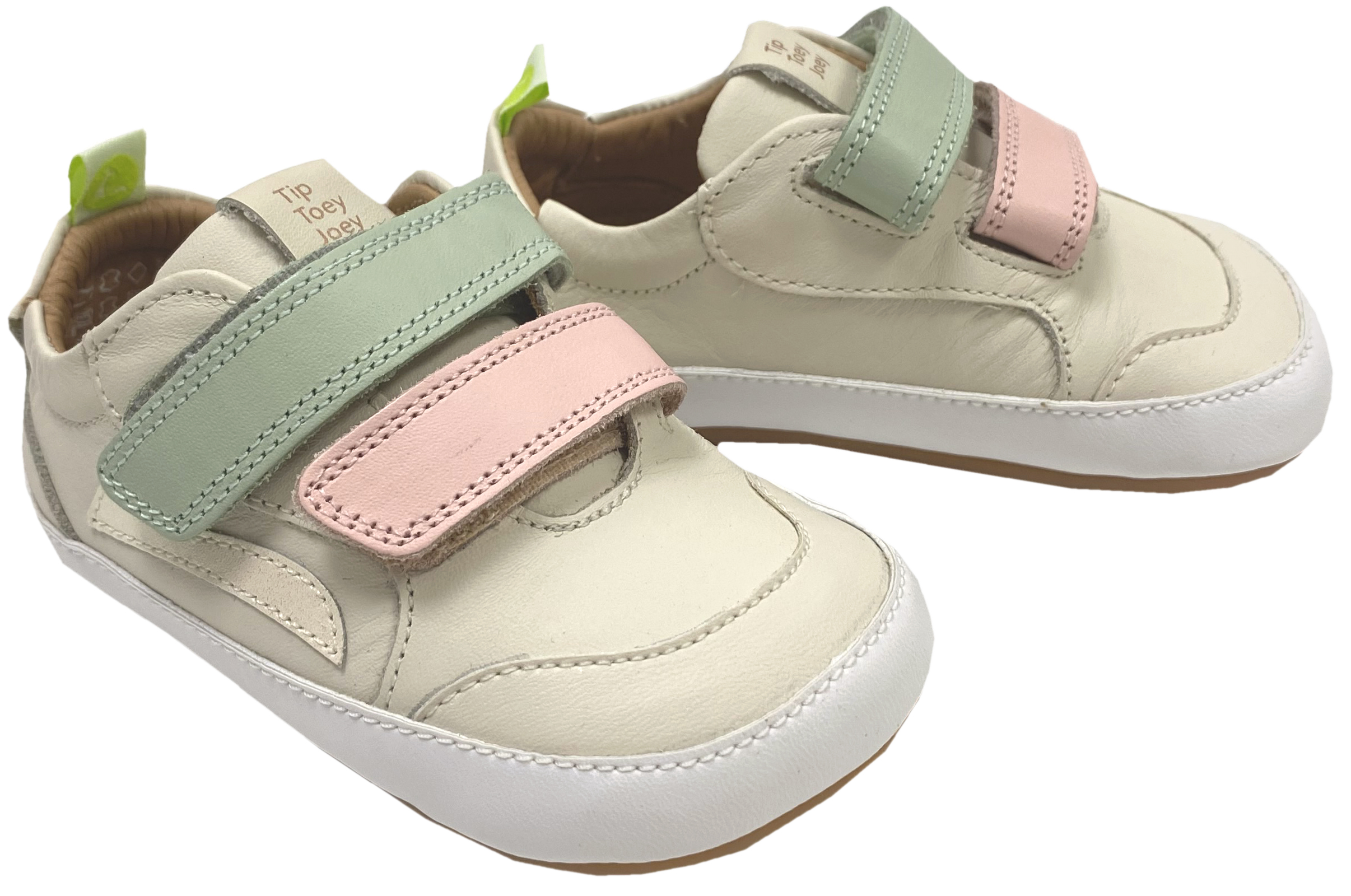 Knautschiger Lederschuh mit Minimalsohle Barfußsneaker *LANDY* Cream Pastell Bunt von TIP TOEY JOEY
