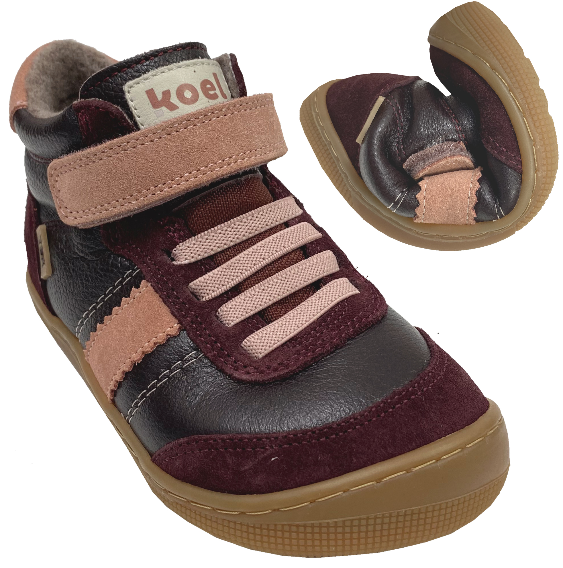 Knöchelhohe Minimalschuhe Leder, Wollfleece Futter + TEX > KOEL Barefoot * DANIEL 3.0 * Bordo 07T055.303