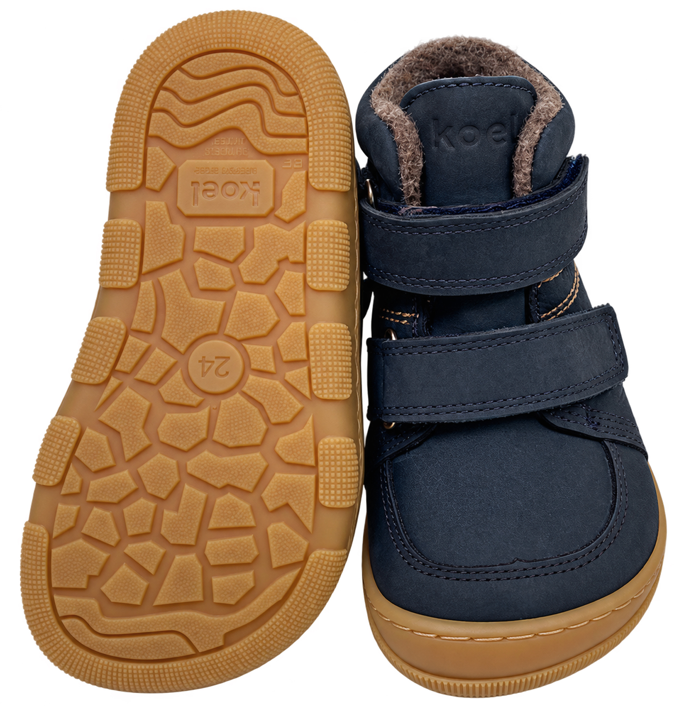 Schurwoll gefütterter Leder Stiefel halbhoch in NAVY von KOEL Barefoot * KASI Wool* 15T003.232