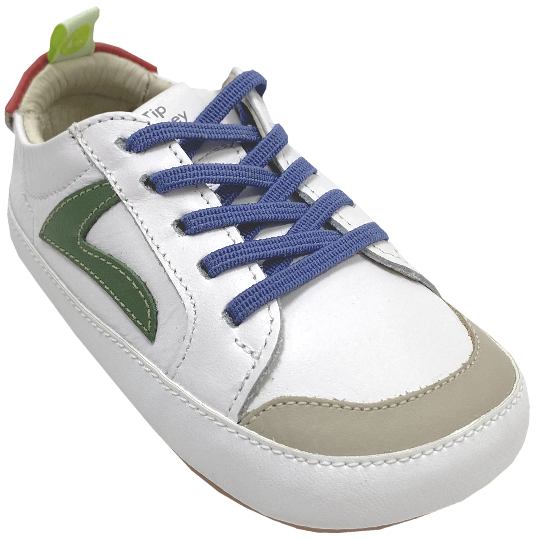 Knautschiger Lederschuh mit Minimalsohle Barfußsneaker *GROUND* Weiß / Bunt von TIP TOEY JOEY