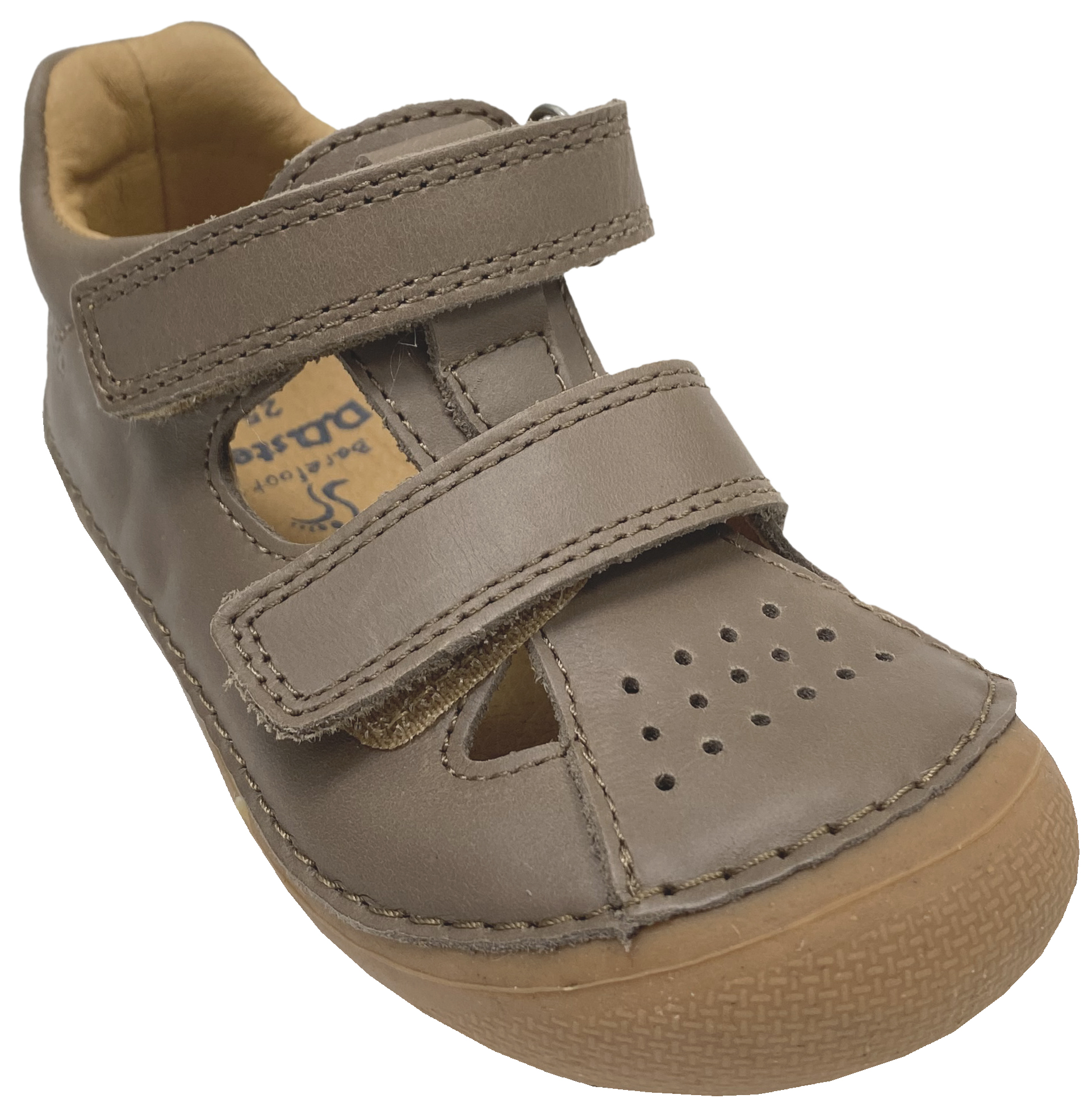 Knautschig weiche Halbsandalen aus Leder mit Minimalsohle in Choco Beige / Braun von D.D.Step Barefoot 61804