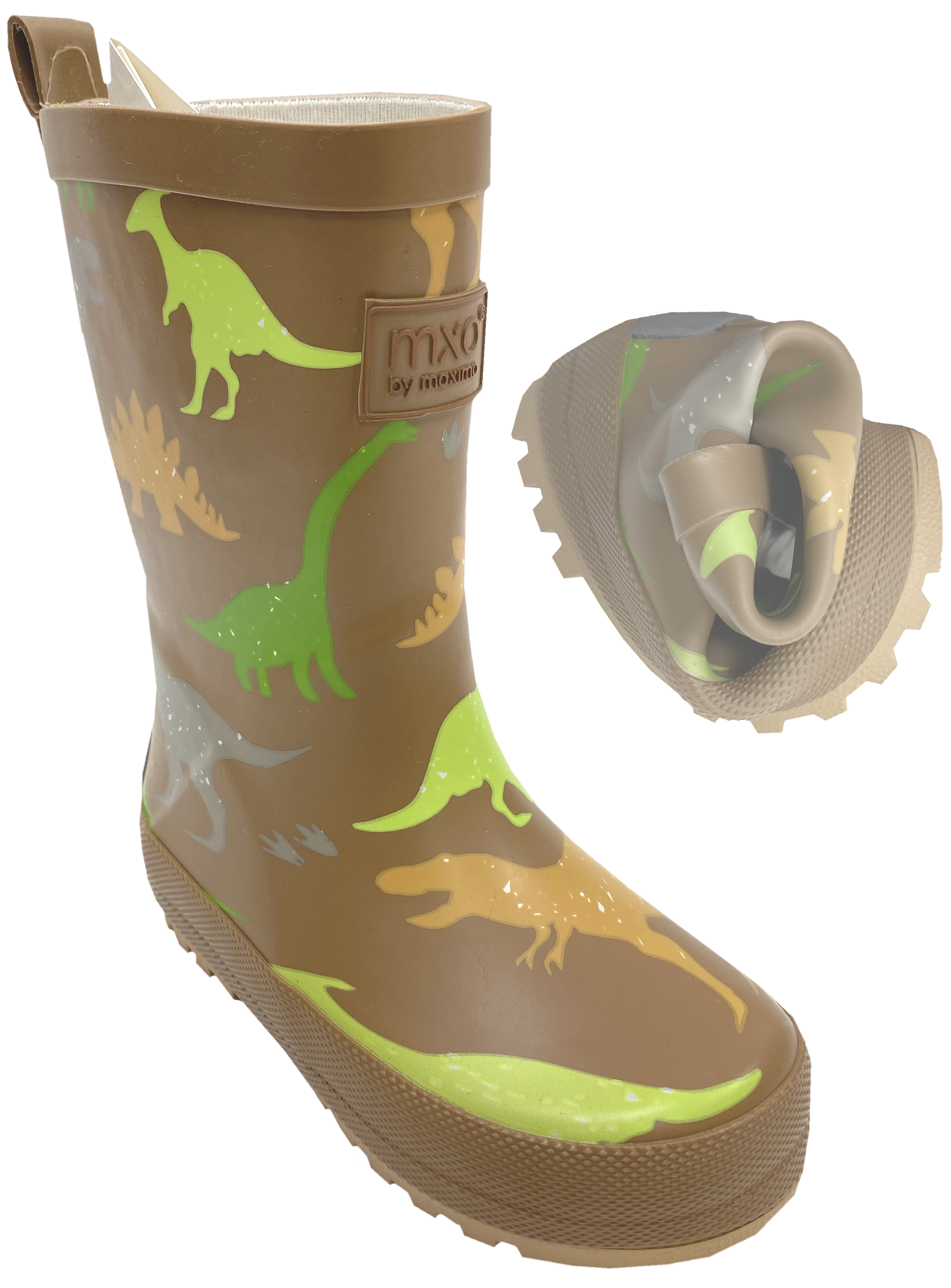 Mittelschaft Gummistiefel aus Naturkautschuk + Textil Futter von MAXIMO Motiv: DINO 127900