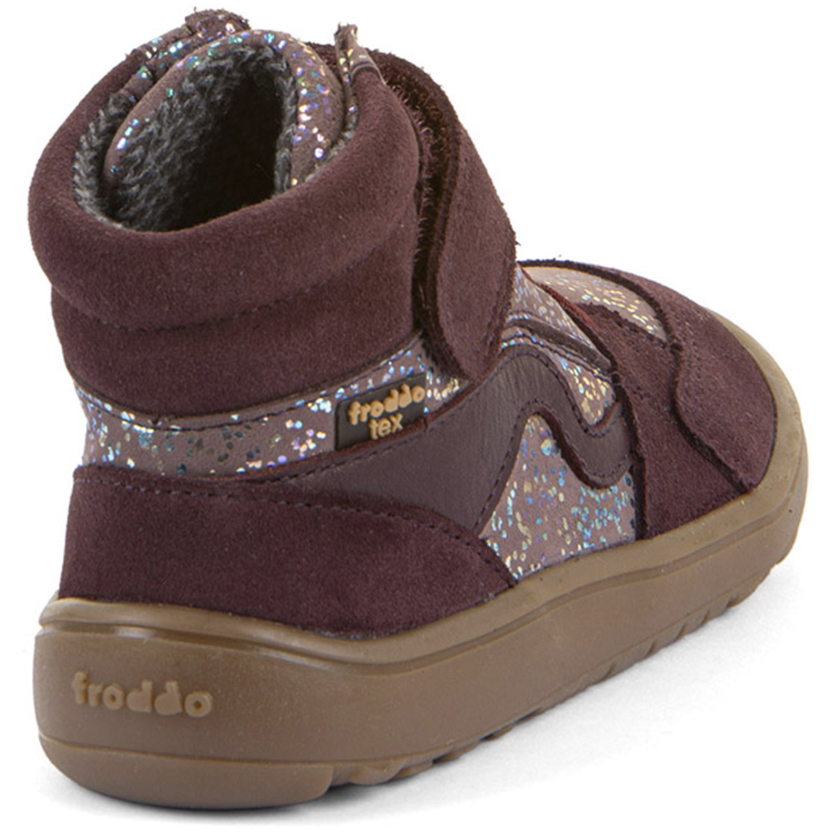 Halbhohe Barfußschuhe, TEX Membran & Textil Futter FRODDO *Barefoot TEX Go * Bordeaux Glitzer G3110265