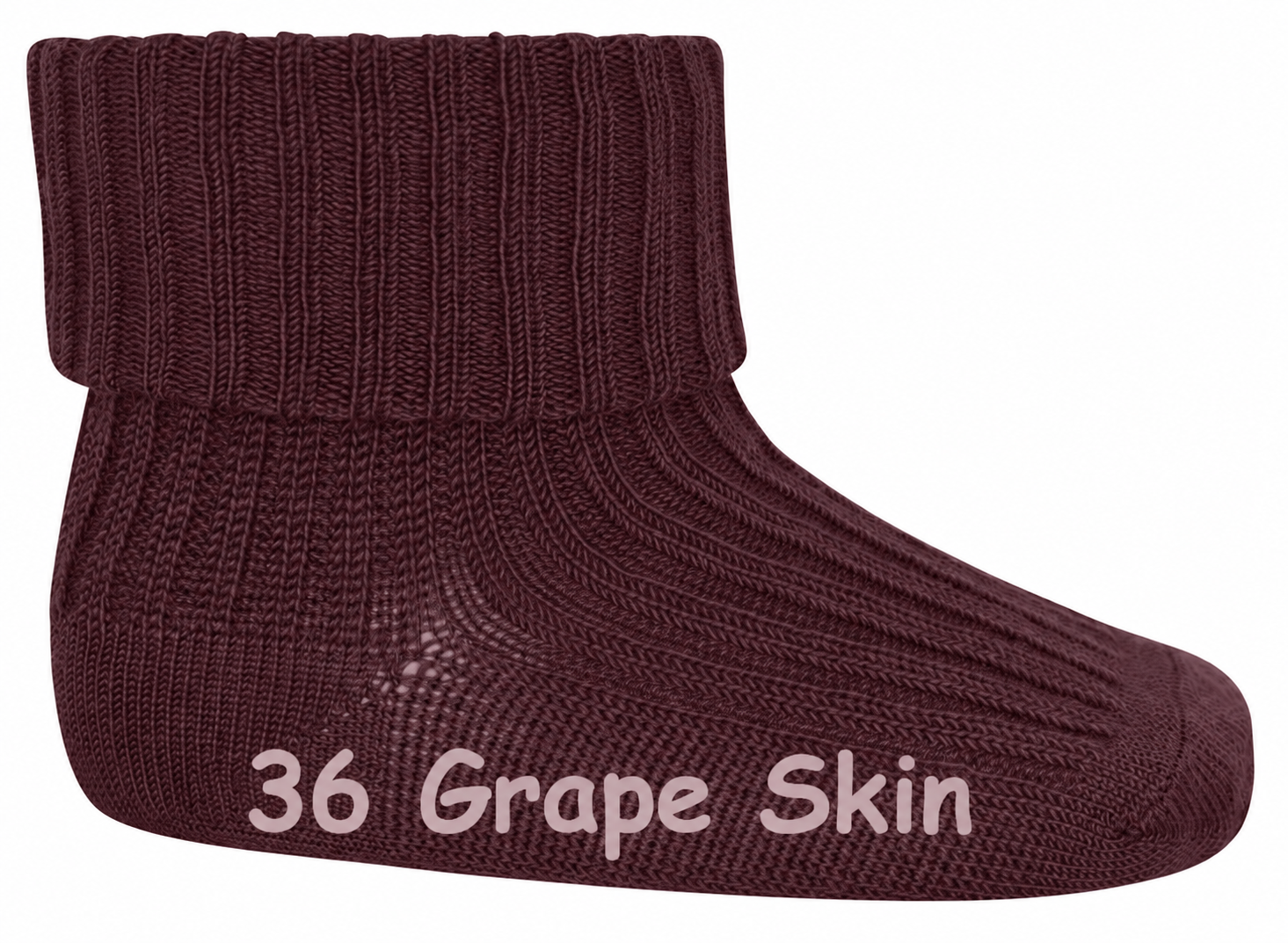 Wollsocke mit Umschlagbund aus Superwasch Soft Merino Wolle Artikel 589 in 36 Grape Skin / Weinrot