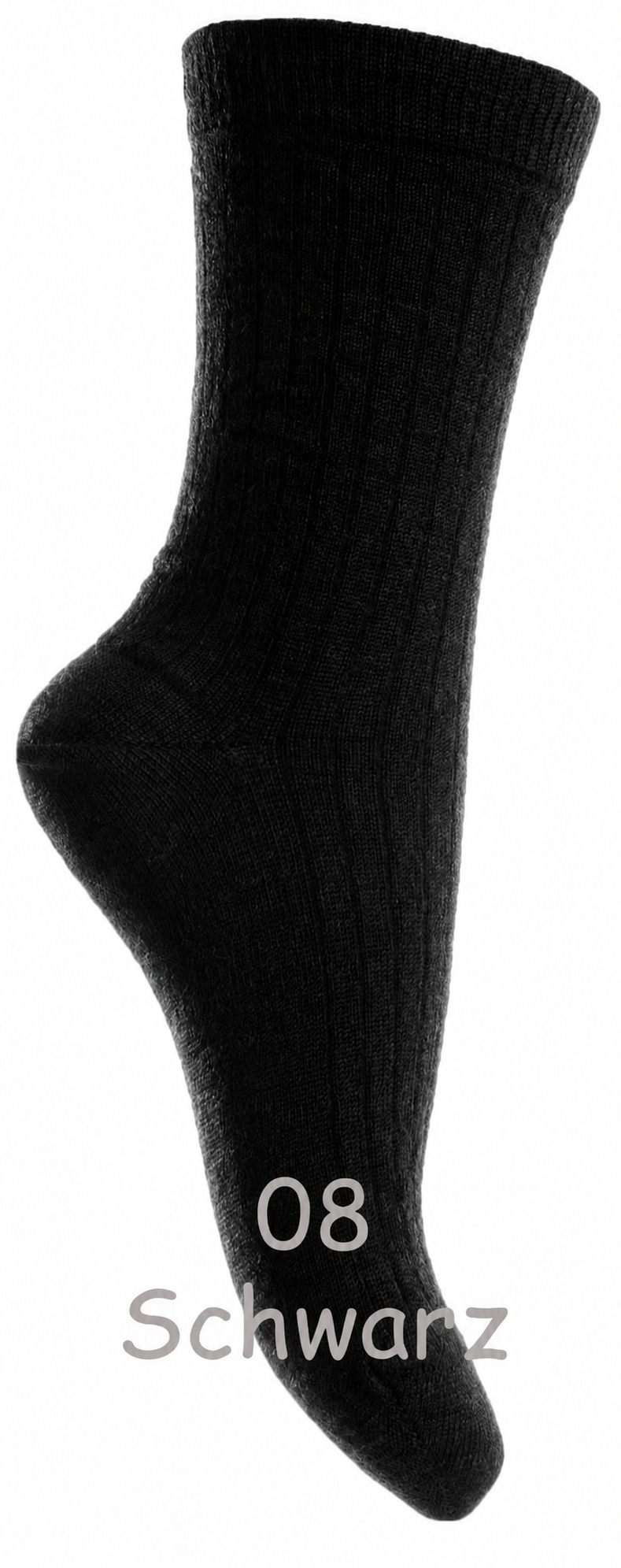 Dünne Wollsocke ~ mittlere Höhe~ aus Superwasch Soft Merino Wolle Artikel 718 in 08 Schwarz