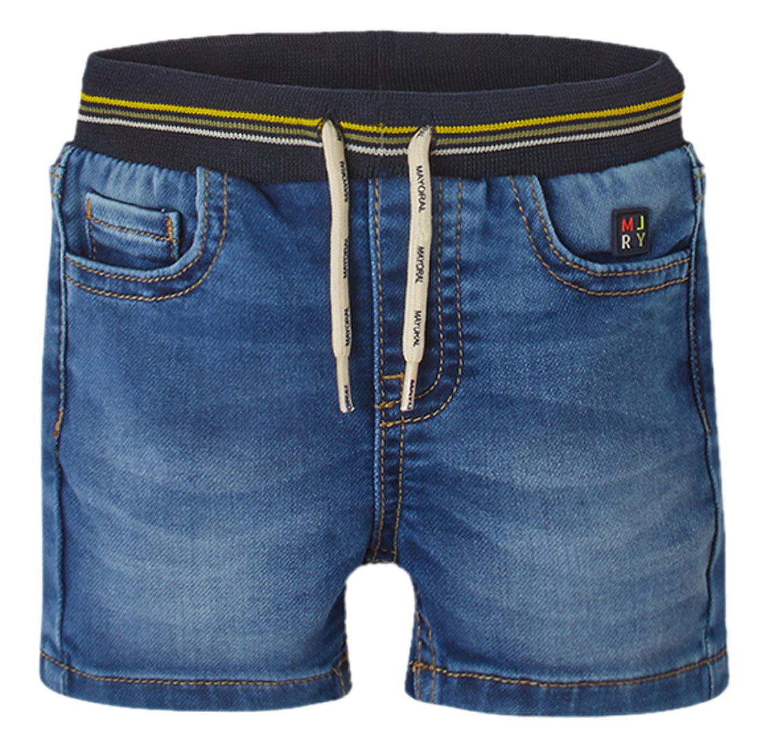 Super weiche kurze Schlupfjeans / Jeans Shorts aus Joggdenim in Medium Blue von MAYORAL 1222