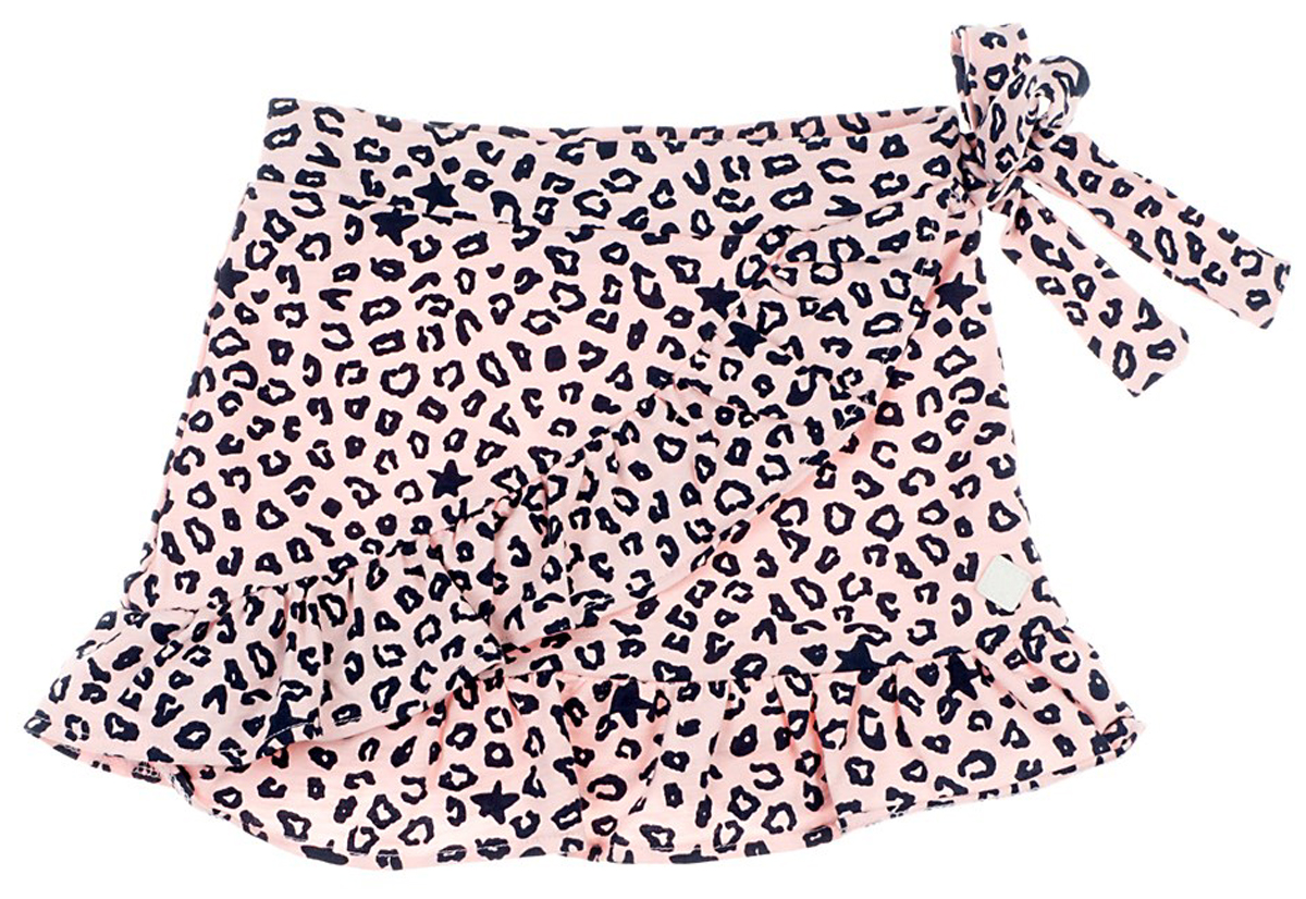 Kurzer Rock aus BW Jersey/ Sommersweat im Leo Design auf Pastell Rosa von JUBEL "Funbird" 0176