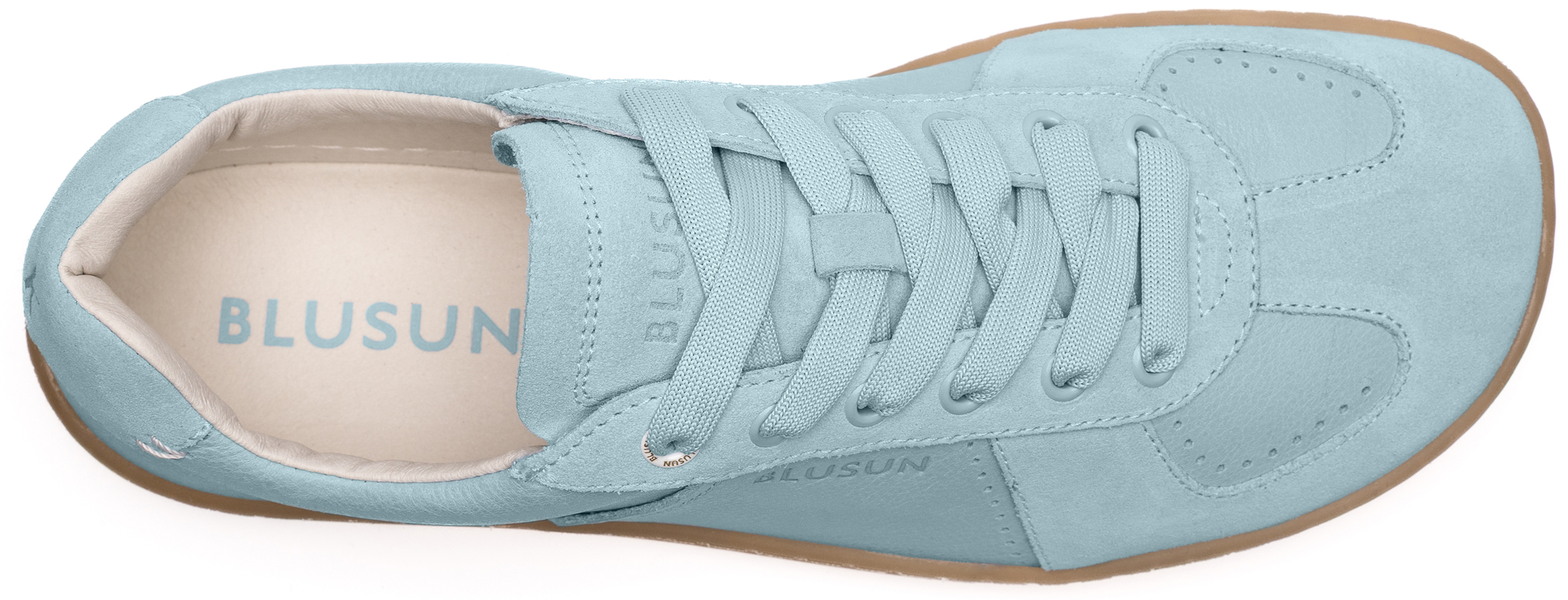 Schicker Barfuß Sneaker in zartem Hellblau von BLUSUN aus weichem Leder BLSN-200 Light Blue