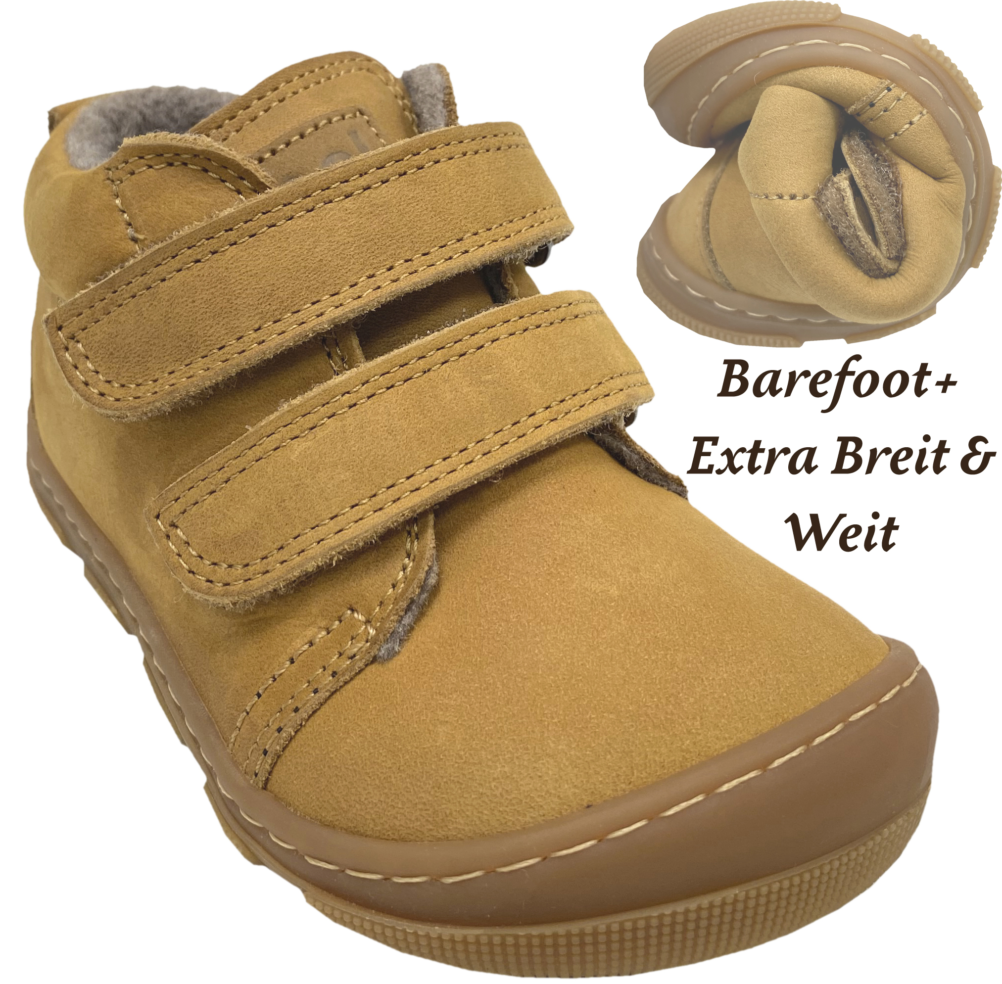 Barfußschuhe *KARI Wool Extra Wide* v. KOEL Hydro Leder+Wollfleece Futter MIEL 15W002.233