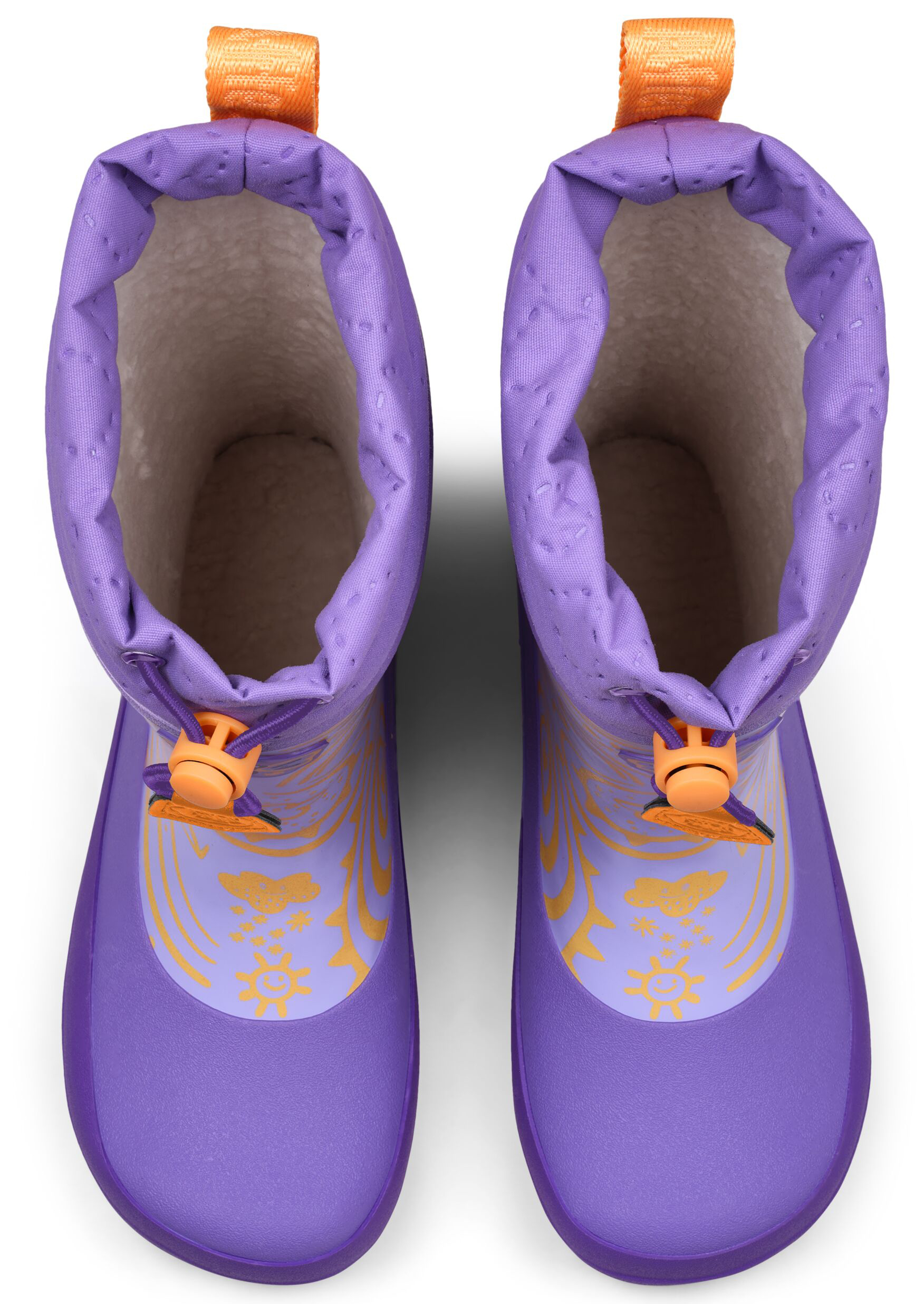 Barfuß Gummistiefel mit Warmfutter von AFFENZAHN * Vegan Puddly *  Schmetterling in Purple / Lila