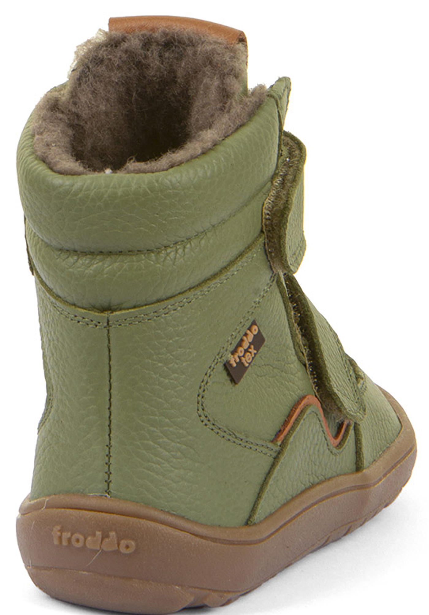 Winter Barfußstiefel Leder in Olive Schurwolle & TEX FRODDO Barefoot G3160246