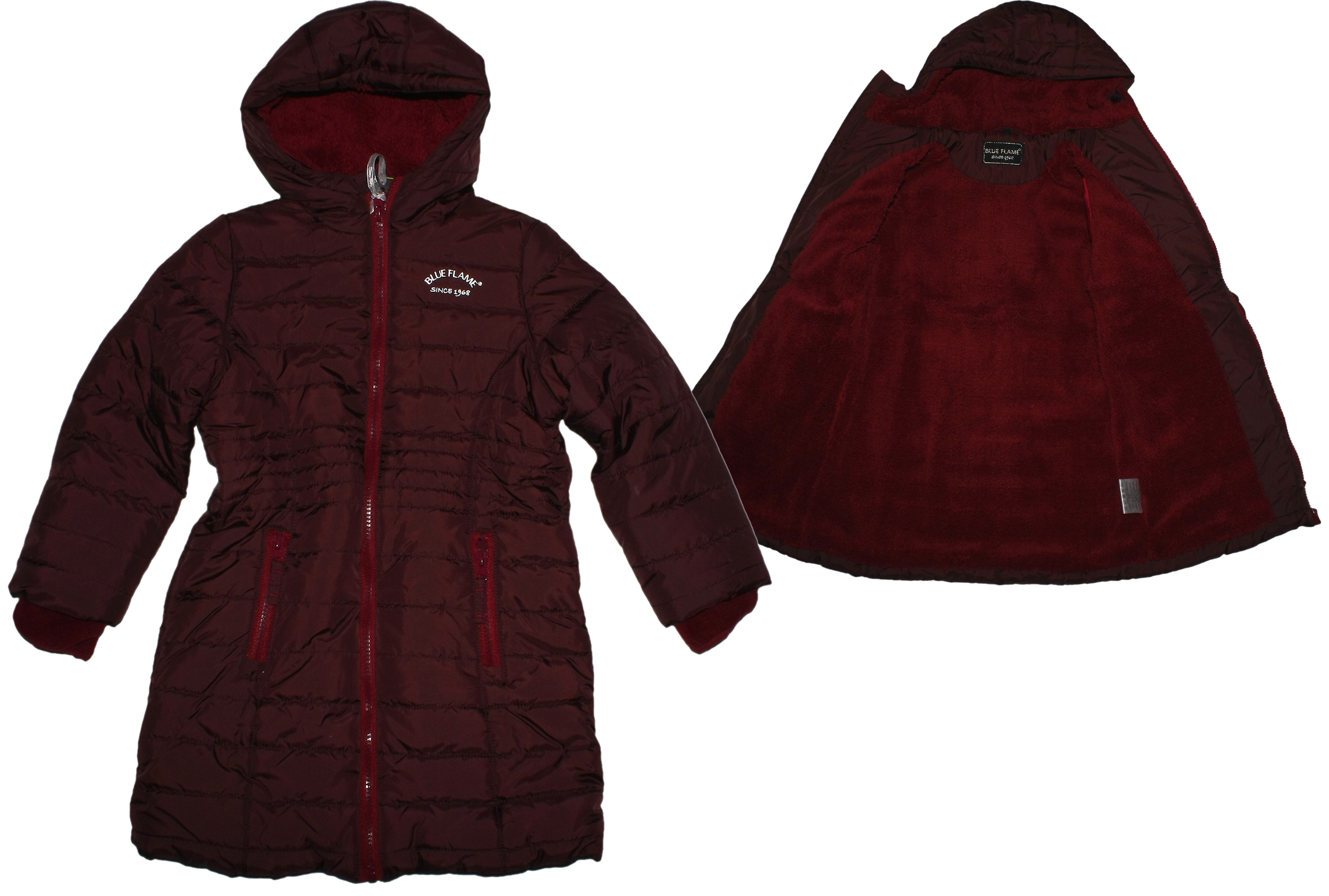 Leichter Steppmantel mit kuscheligem Teddyfellfutter in Weinrot von BLUE FLAME / OUTBURST 39369