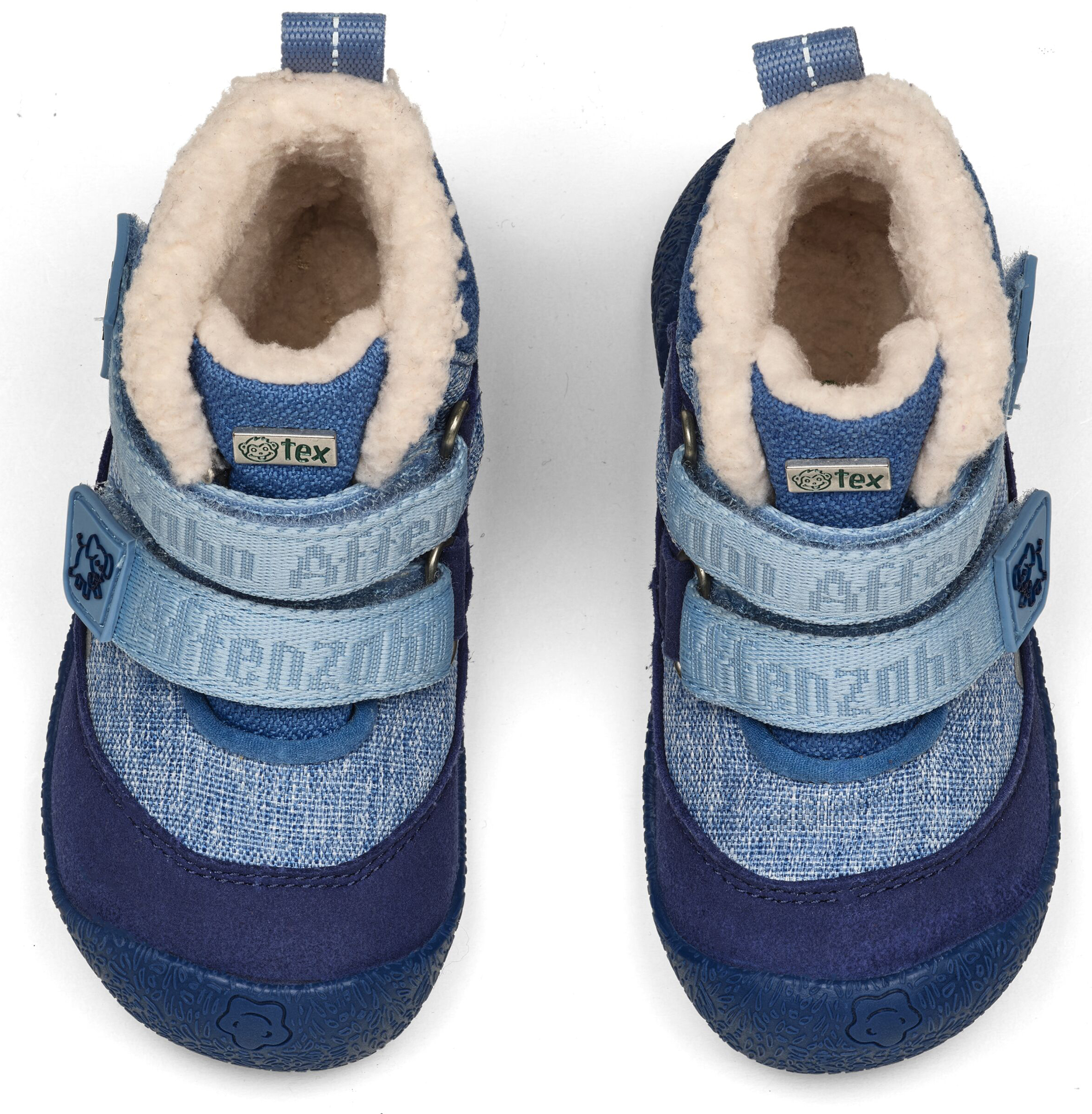 Veganer Midboot  SNUGGY mit Winterfutter von AFFENZAHN in Blau Motiv Elephant