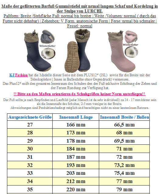 Ultra leichter Barfuß Gummistiefel Winterfutter, Kordelstopper am Kragen von LURCHI PICO Barefoot in Navy