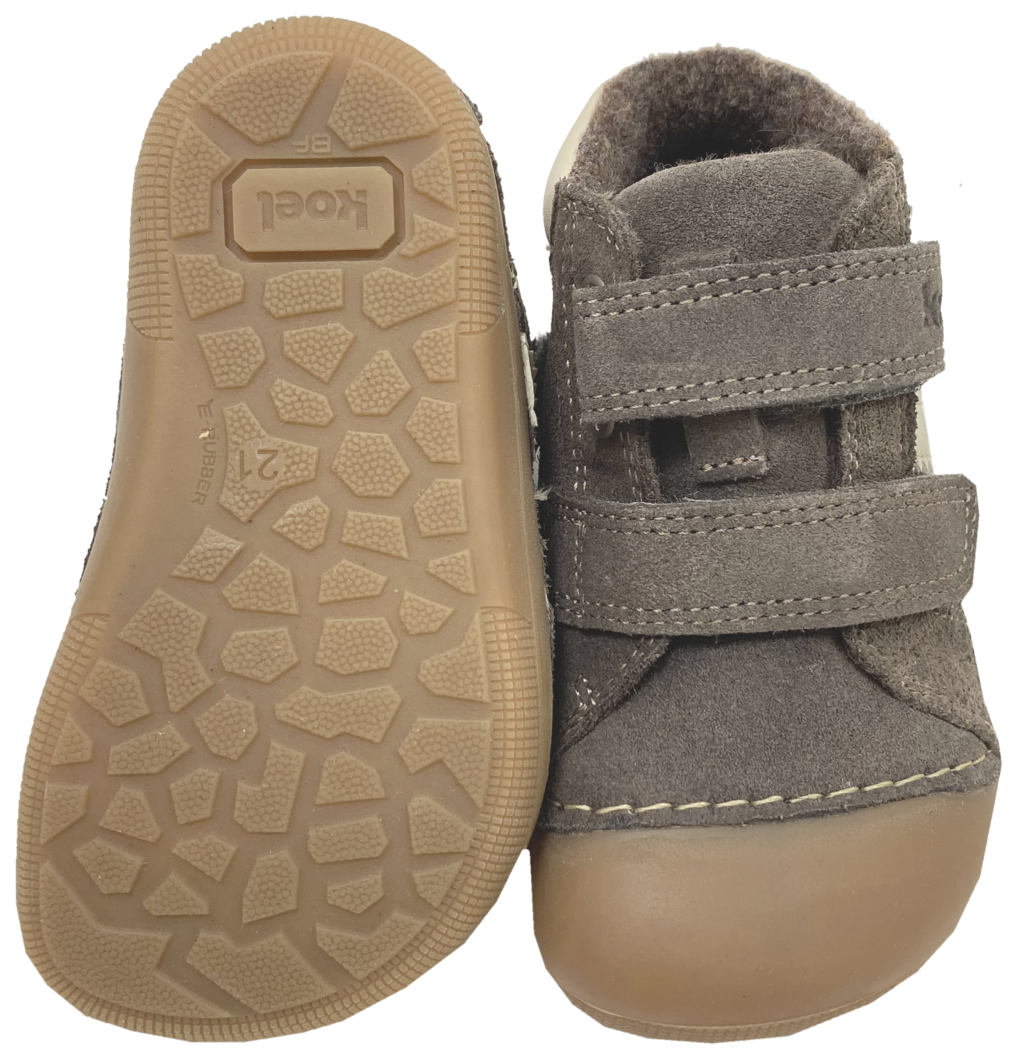 Knautschige Barfußschuhe AUSTIN in Taupe Suedeleder & Wollfutter KOEL Barefoot  09M017.305