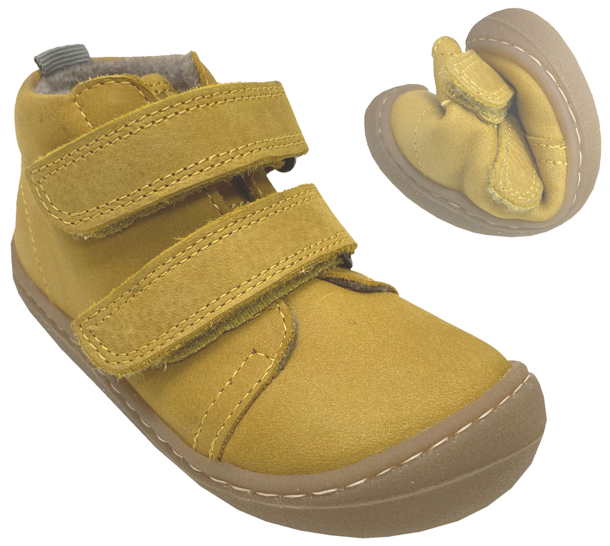 Barfußschuhe BOB Hydro, Wollfilz Futter schmalere Leiste -Spann Normal in Ockergelb von KOEL