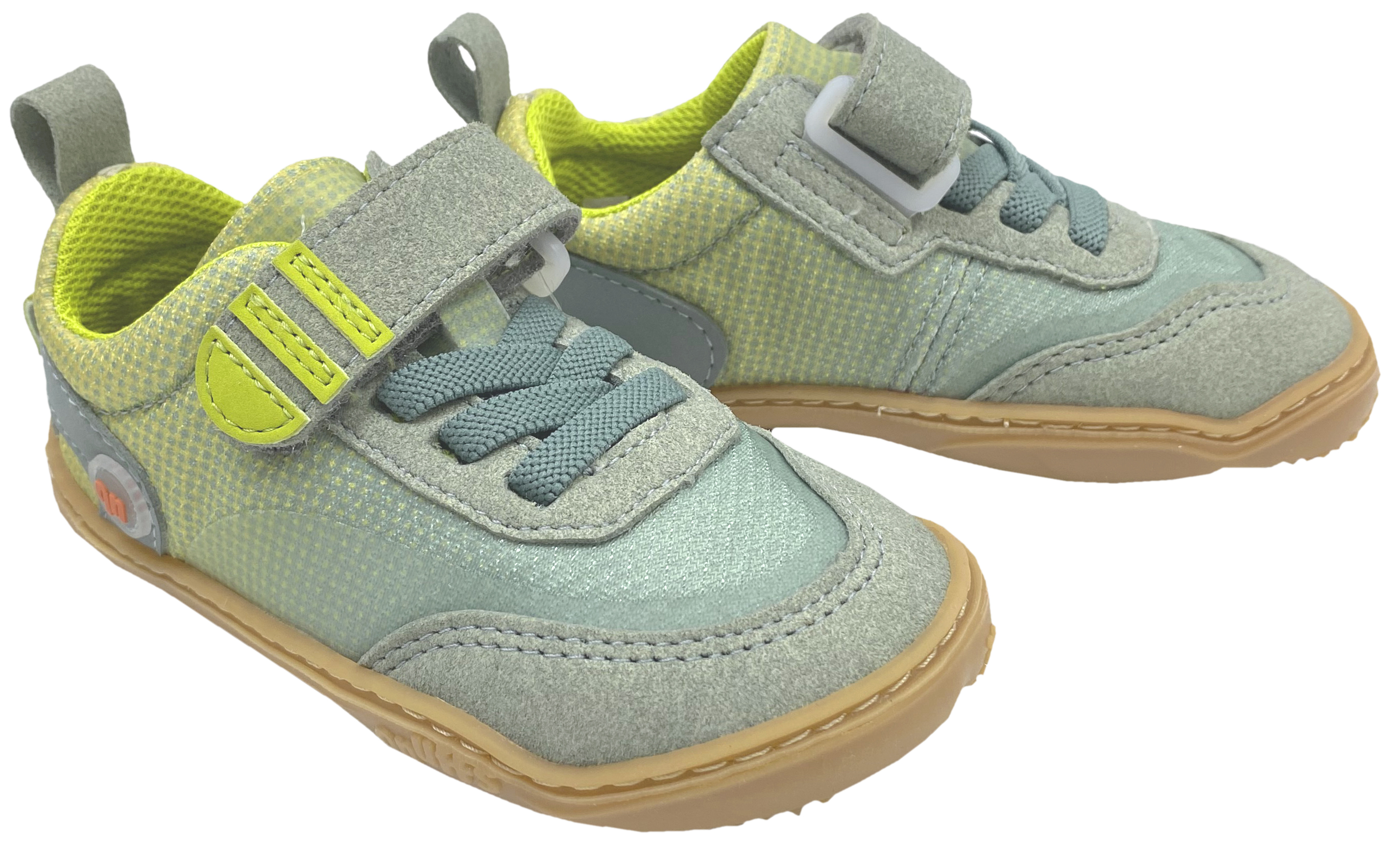 Vegane Barfuß Sneaker mit Klett & Zierschnürung von QNUFFS by Ricosta  *Fichte* in River Grün