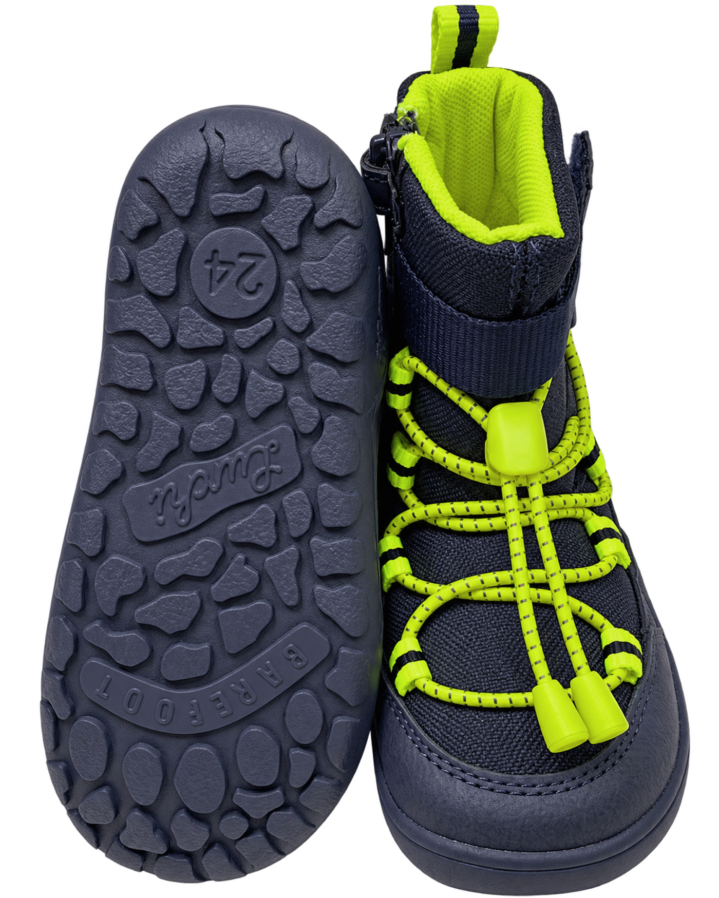 Gefütterte Minimalschuhe / Schneestiefel PU Mesh & TEX Membran *LURCHI Barefoot Jace 1 * Navy Lemon