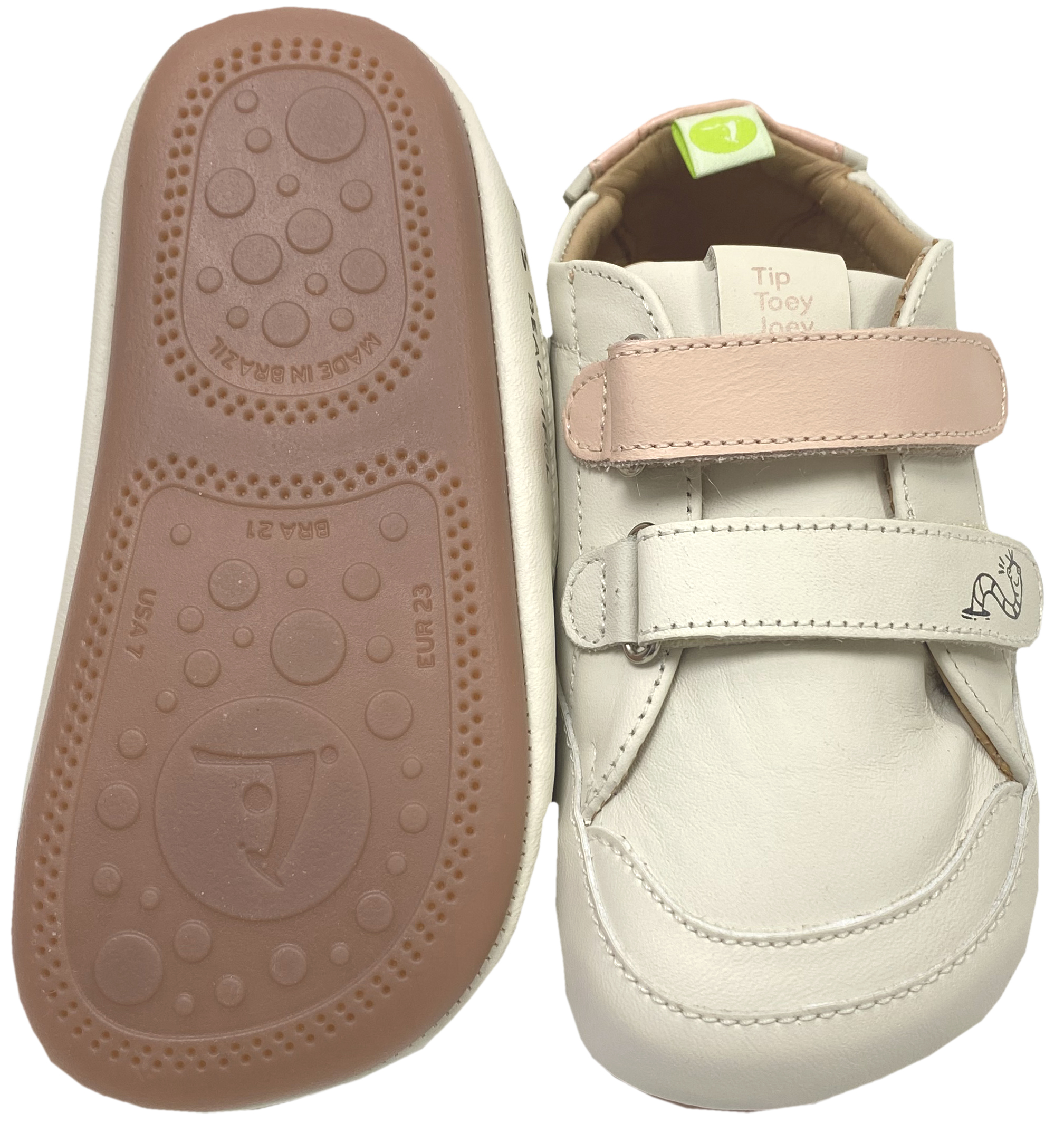 Knautschiger Lederschuh mit Minimalsohle Barfußsneaker *BOSSY Worm* Cream Pastell von TIP TOEY JOEY