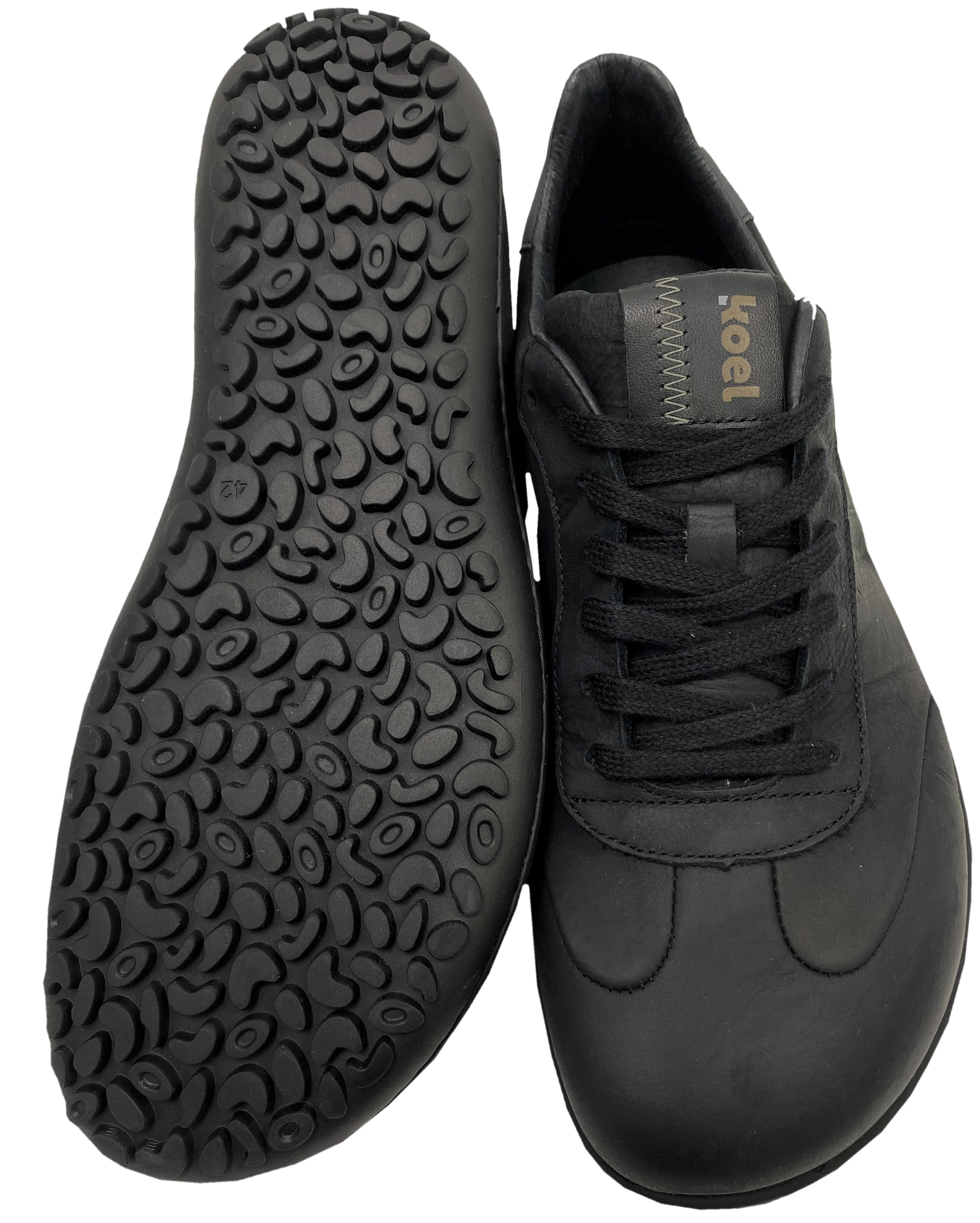 Barfuß - Sneaker IDO Black aus derbem Nappaleder mit seitl. Streifen von KOEL Barefoot