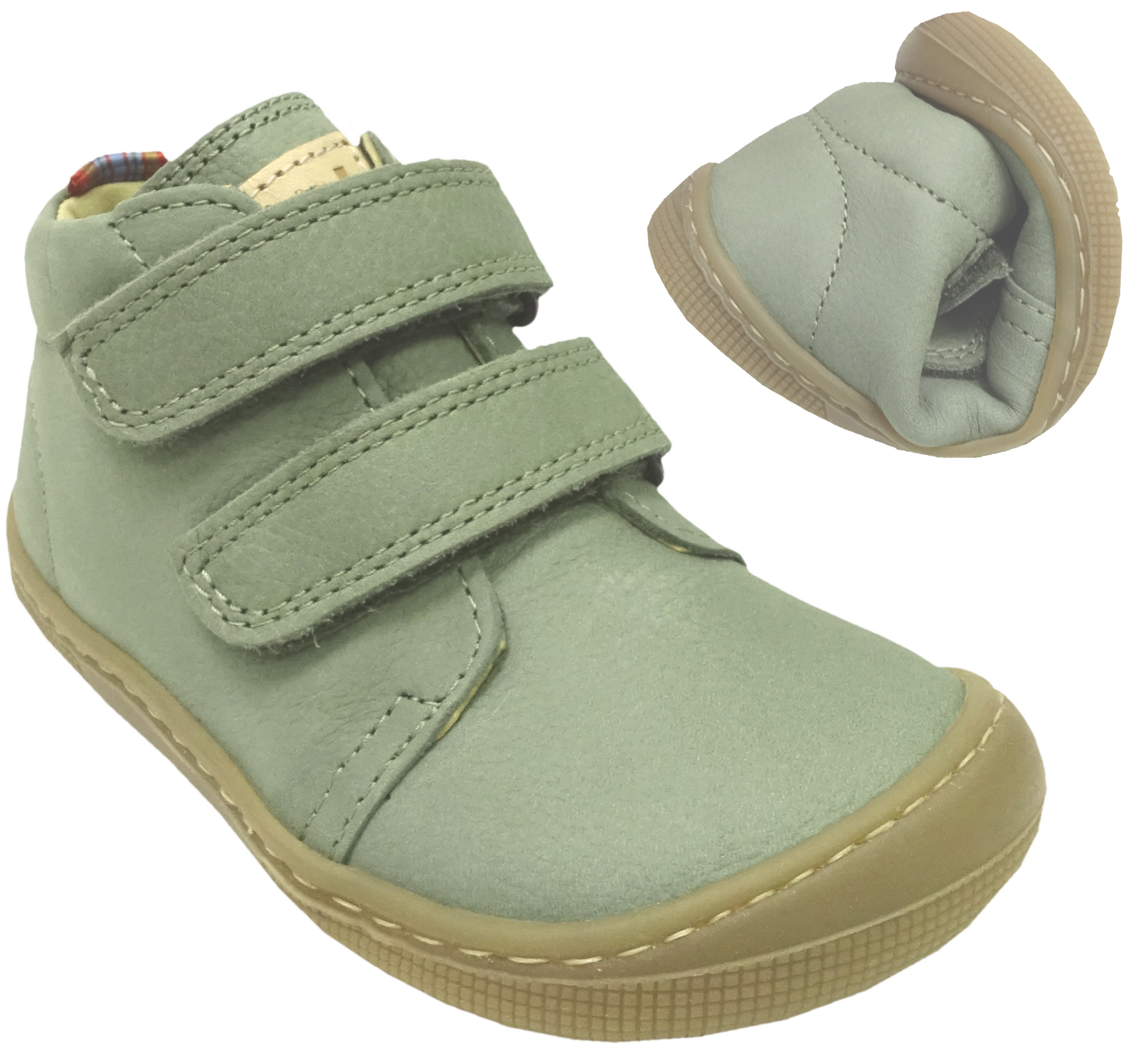 Barfußschuhe aus Hydro Leder * Don 2.0 * mit Klett, MID Top in OLIV von KOEL 07M002.121