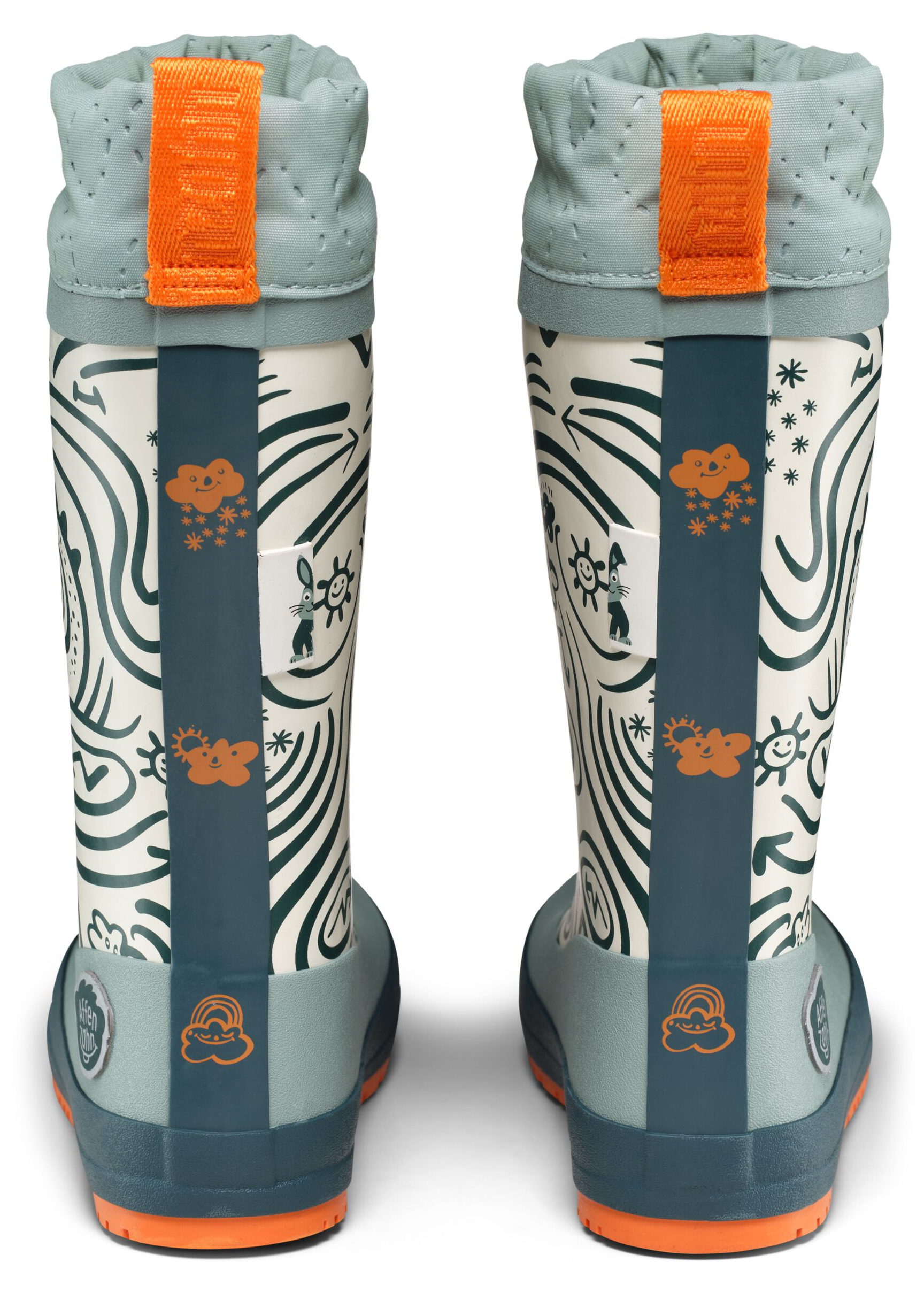 Barfuß Gummistiefel mit Warmfutter von AFFENZAHN * Vegan Puddly * Hase in Petrol