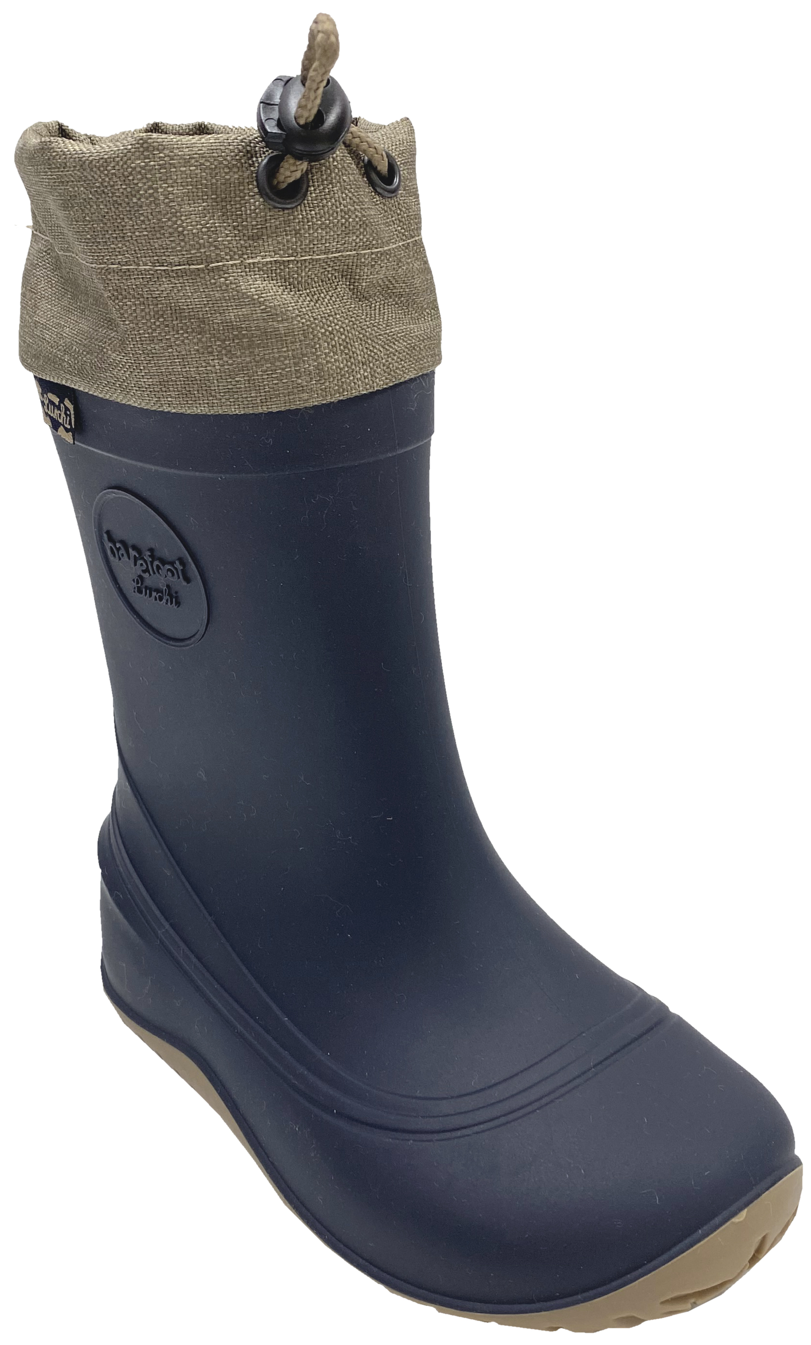 Ultra leichter Barfuß Gummistiefel Winterfutter, Kordelstopper am Kragen von LURCHI PICO Barefoot in Navy