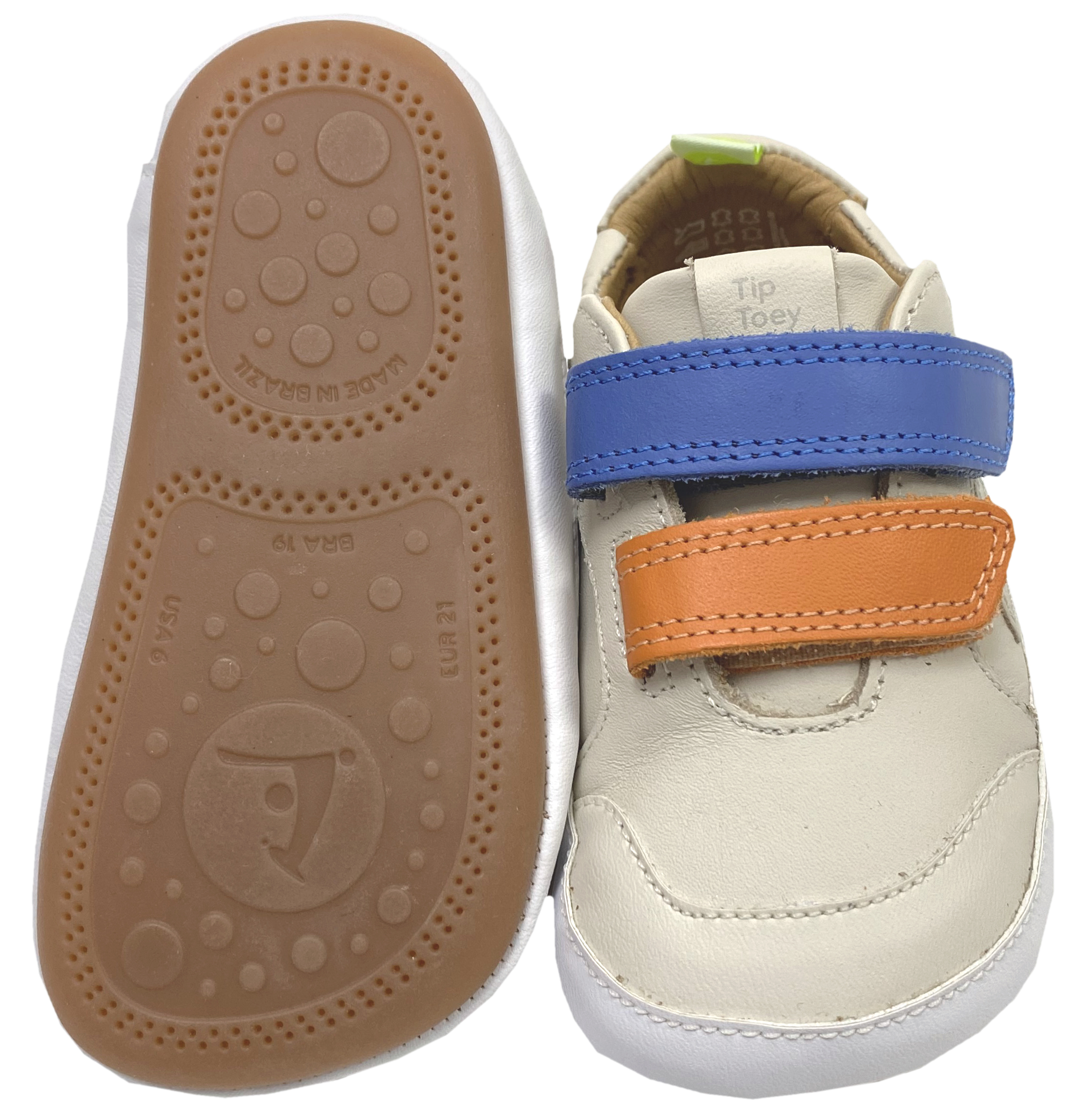 Knautschiger Lederschuh mit Minimalsohle Barfußsneaker *LANDY* Ivory / Bunt von TIP TOEY JOEY