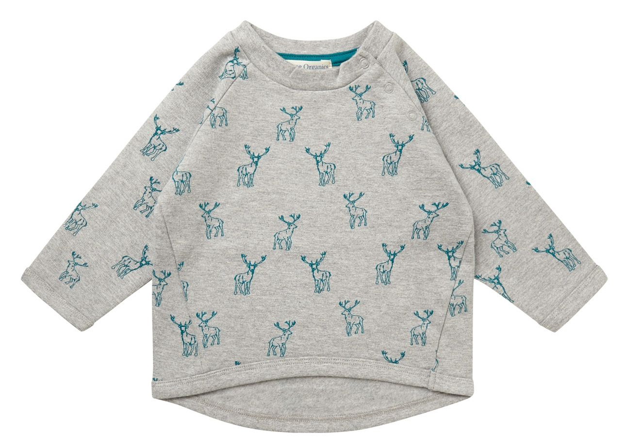 Raglansweater in Grau Melange mit Elchen aus BIO BW, GOTS zert. v. SENSE ORGANICS 1921761