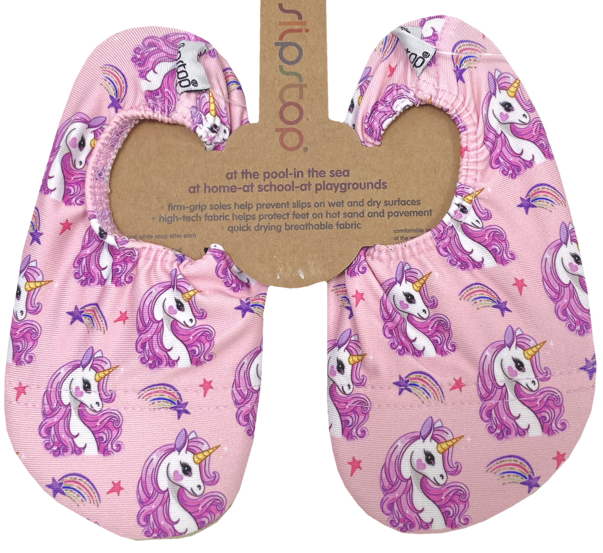 Slip Stop Badeschuhe / Turnschläppchen Barfußschuhe *Iris / Einhorn Pink *