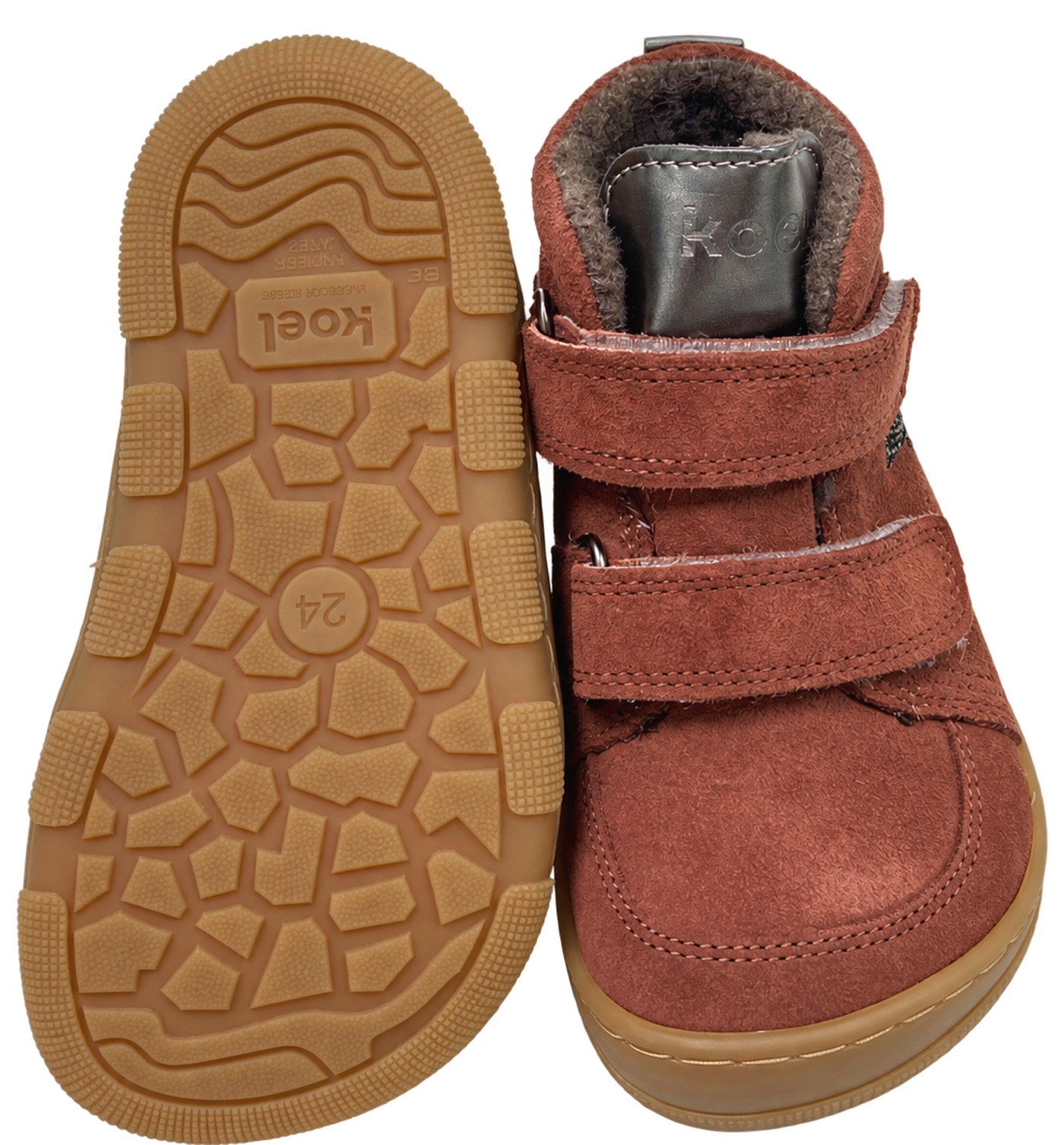 Schurwoll gefütterter Leder Stiefel halbhoch in Old Pink Glitzer Stern von KOEL Barefoot * KIVO Wool* 15T010.302