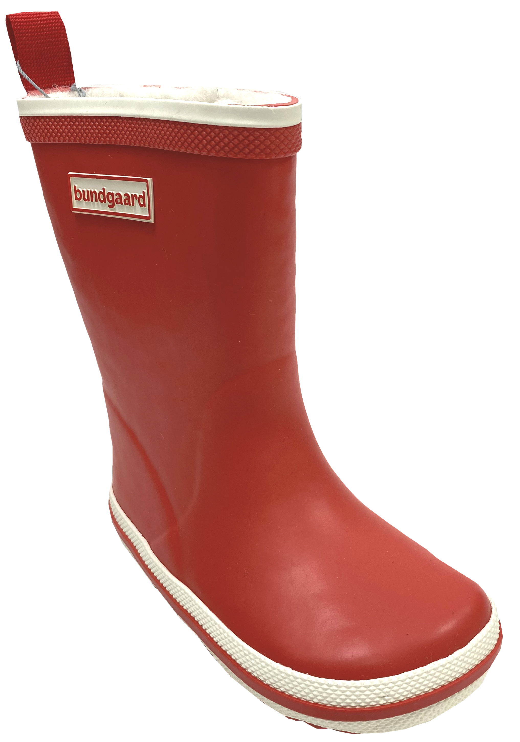 Barfuß Gummistiefel Charly High Warm, Naturgummi +Winterfutter in kräftigem Rot von BUNDGAARD