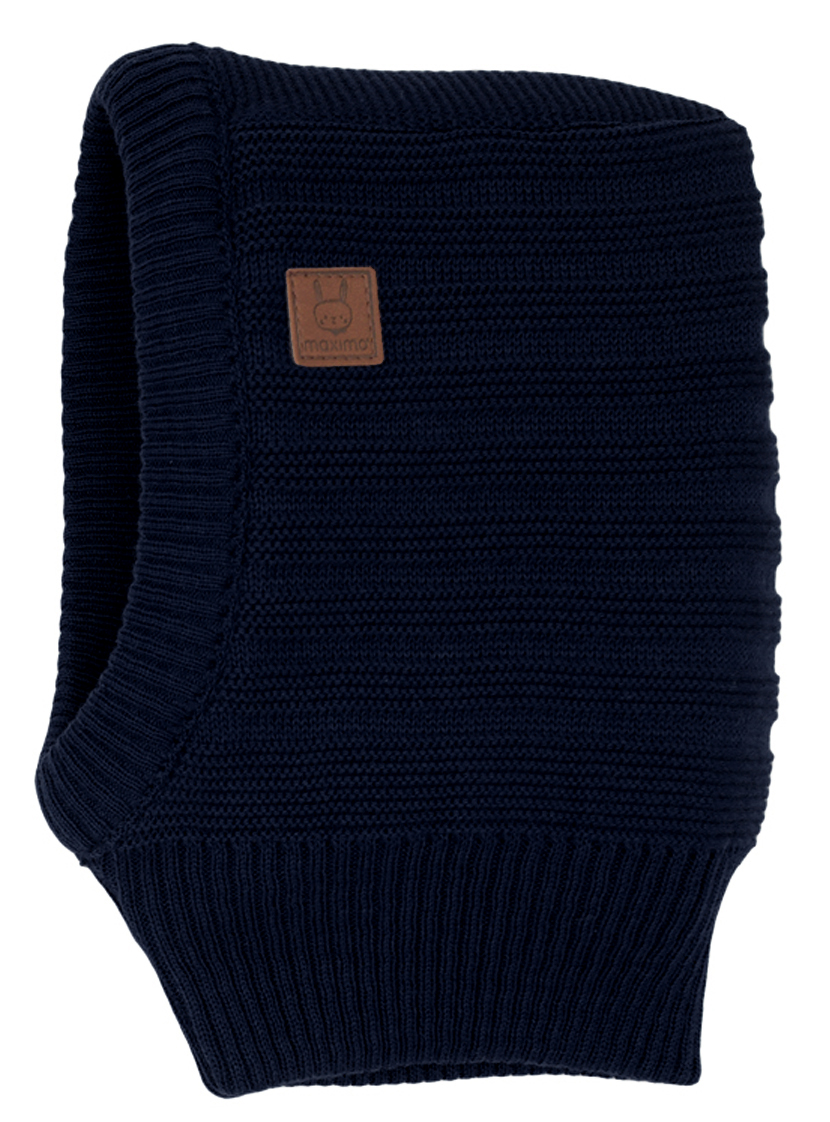 Schlupfmütze /Schalmütze in Navy Blau Strukturstrick reine BW für Baby's v. MAXIMO 376200