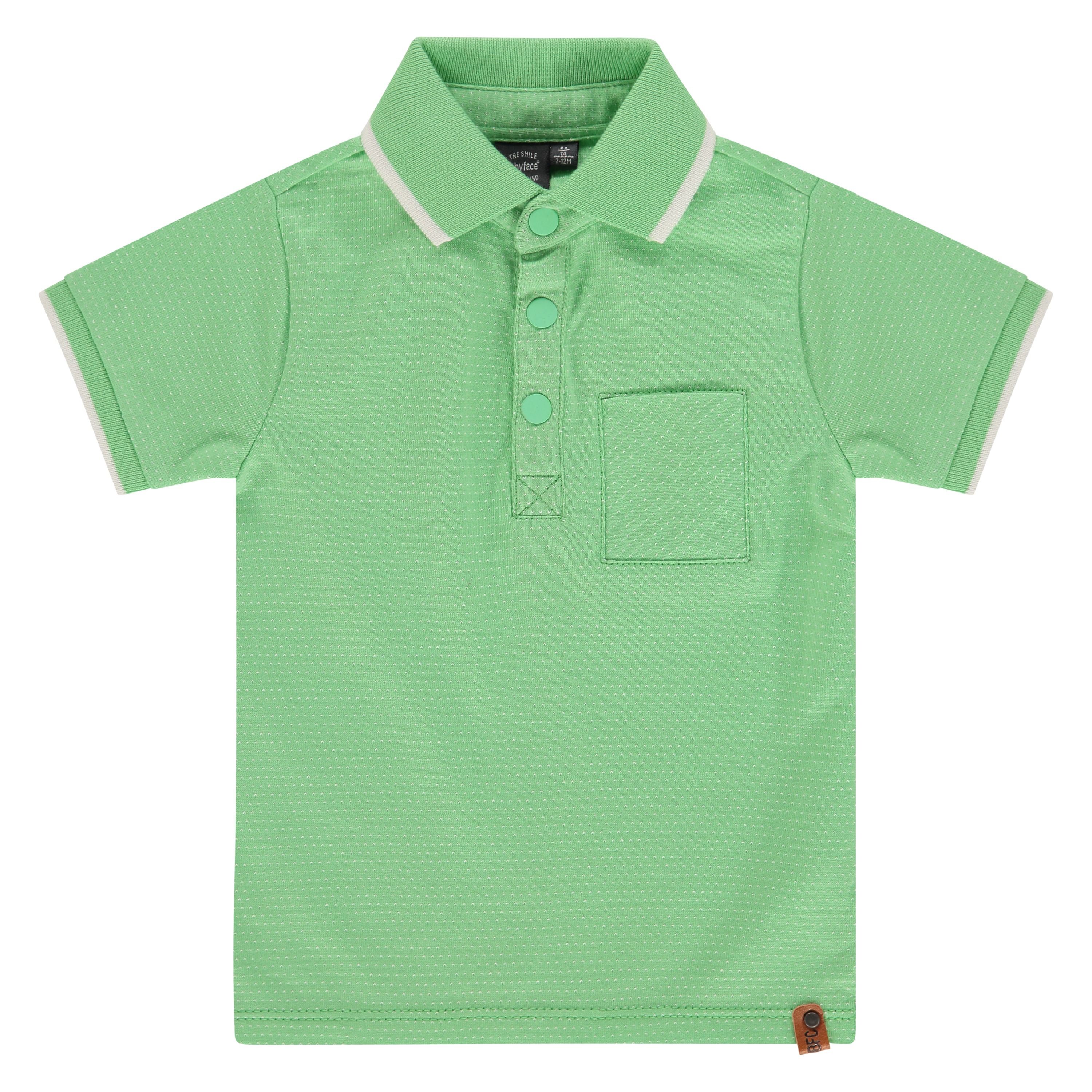 Poloshirt Kurzarm in Kiwi Grün aus reinem BW Pique mit Druckknopfleiste von BABYFACE  7619