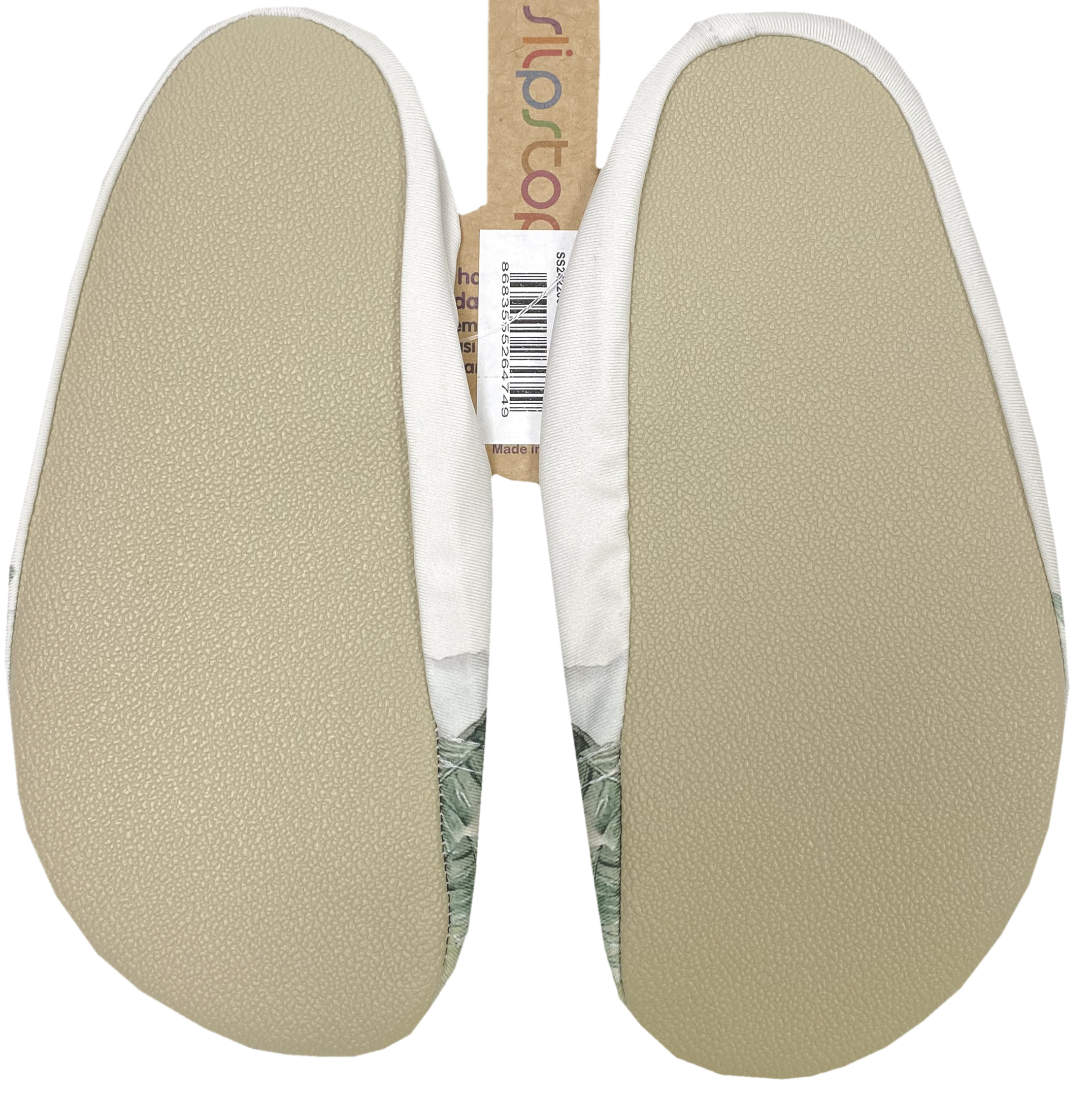 Slip Stop Badeschuhe / Turnschläppchen Barfußschuhe *Jumanji / Dschungel auf Grau Beige *