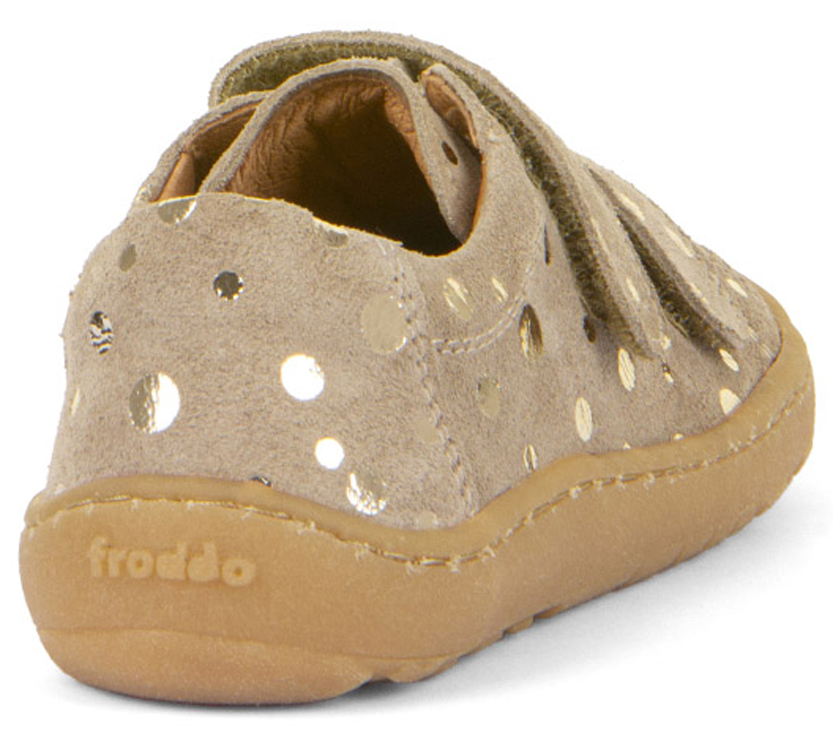 Flexible Leder Sneaker in Beige mit Glitzer * Barefoot Basic * von FRODDO G3130240