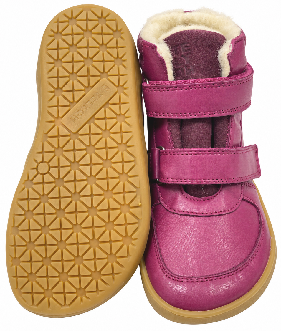 Vollleder Winterstiefel, Schurwollfutter + TEX Membran von TELYOH Barefoot Runner in Cranberry 1211