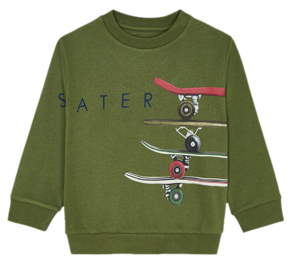 Kuschelweicher BW Sweater in Waldgrün mit Skaterprint, Rundhals, für Boys von MAYORAL  4402
