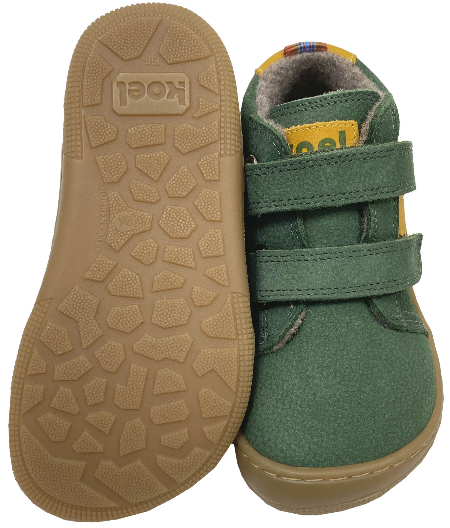 Hydroleder Barfußschuhe mit Wollfutter * DAVID 3.0 Wool * in Grün/Gelb von KOEL 07M070.233
