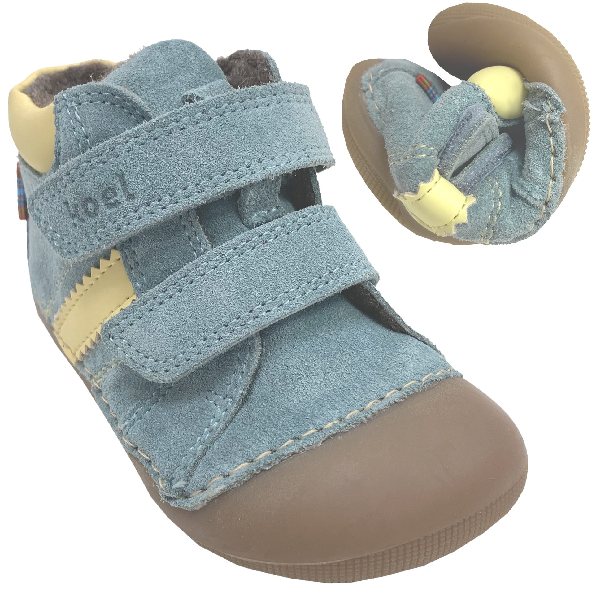 Knautschige Barfußschuhe AUSTIN in Jeans, Suedeleder & Wollfutter KOEL Barefoot  09M017.305