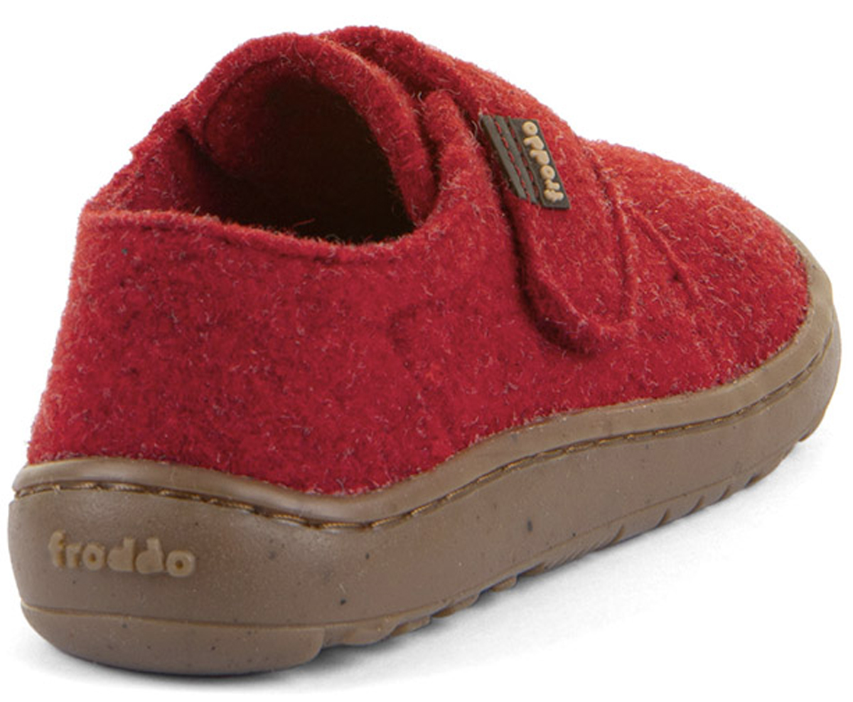 Woll- Hausschuhe mit Klett, in Rot von * Froddo Barefoot* knautschige Minimalsohle G1700420
