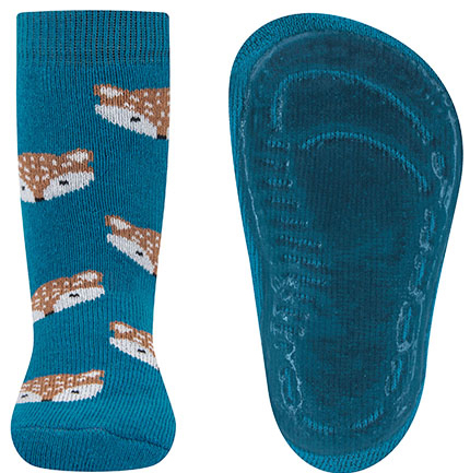 Stoppersocken aus BW Vollfrottee Softstep Sohle v. EWERS in Dkl Türkis mit Fuchs 221374