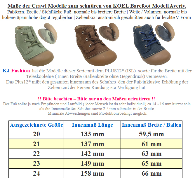 Knautschige Laufanfänger Barfußschuhe Hydro Leder in Navy, Schnürer von KOEL Averiy 09M001.121