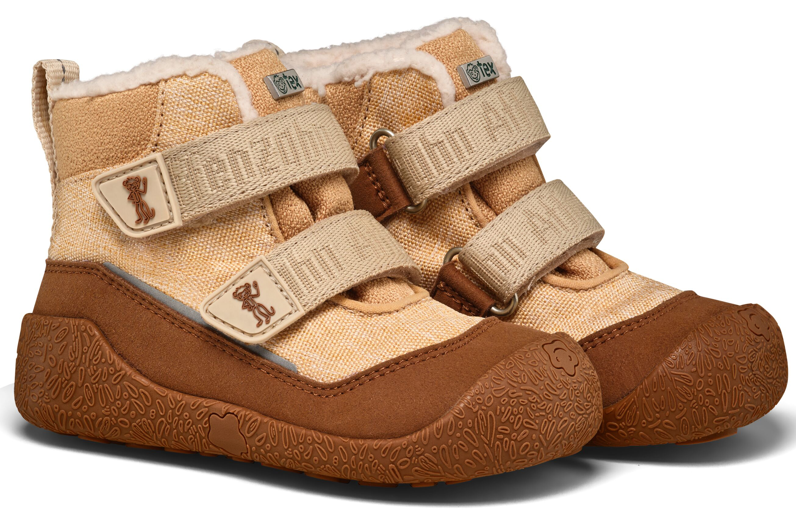 Veganer Midboot  SNUGGY mit Winterfutter von AFFENZAHN in Beige Motiv Affenzahn